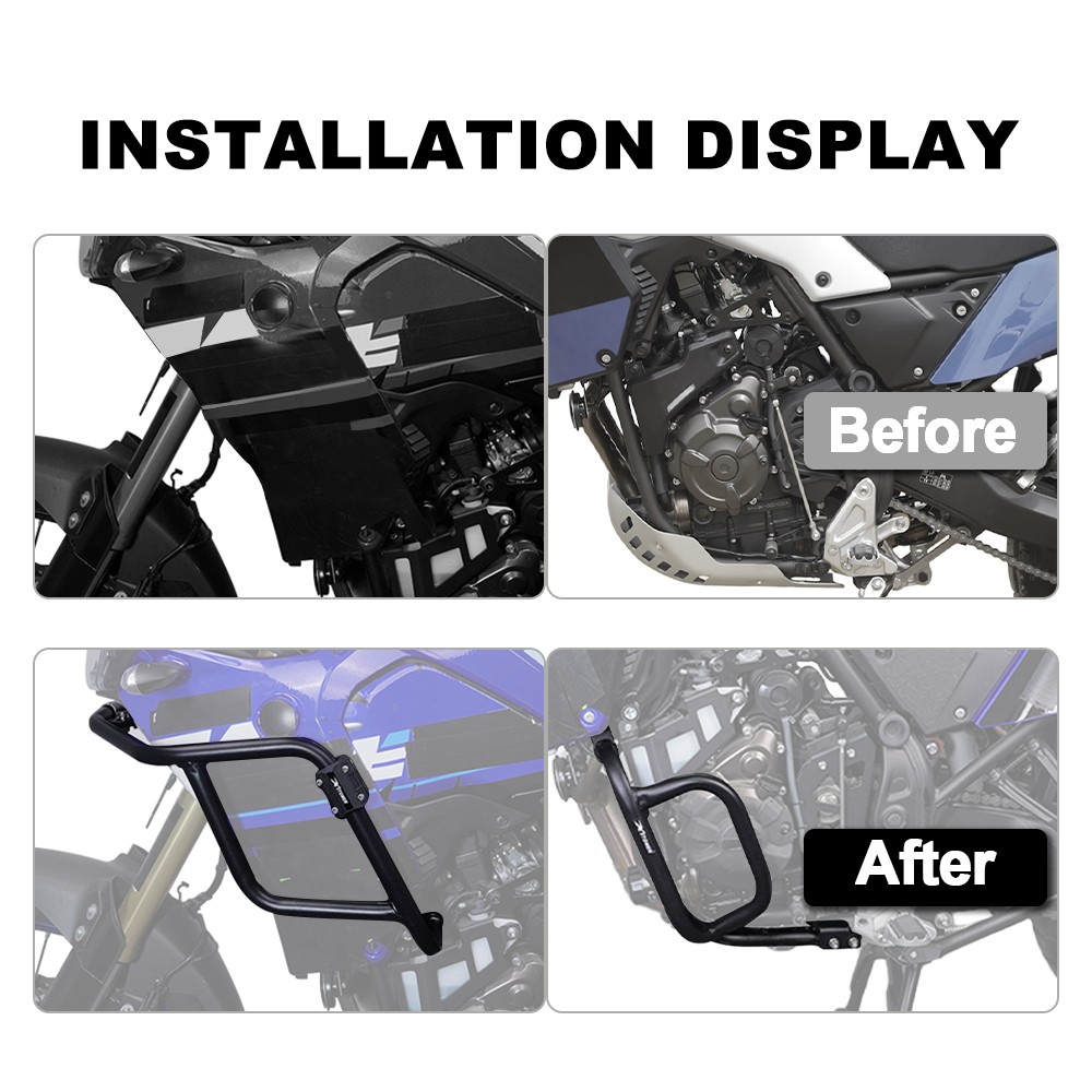 Upper&Down Crash Bars Engine Guard Protector Fit For Yamaha Tenere 700 2019-2024
