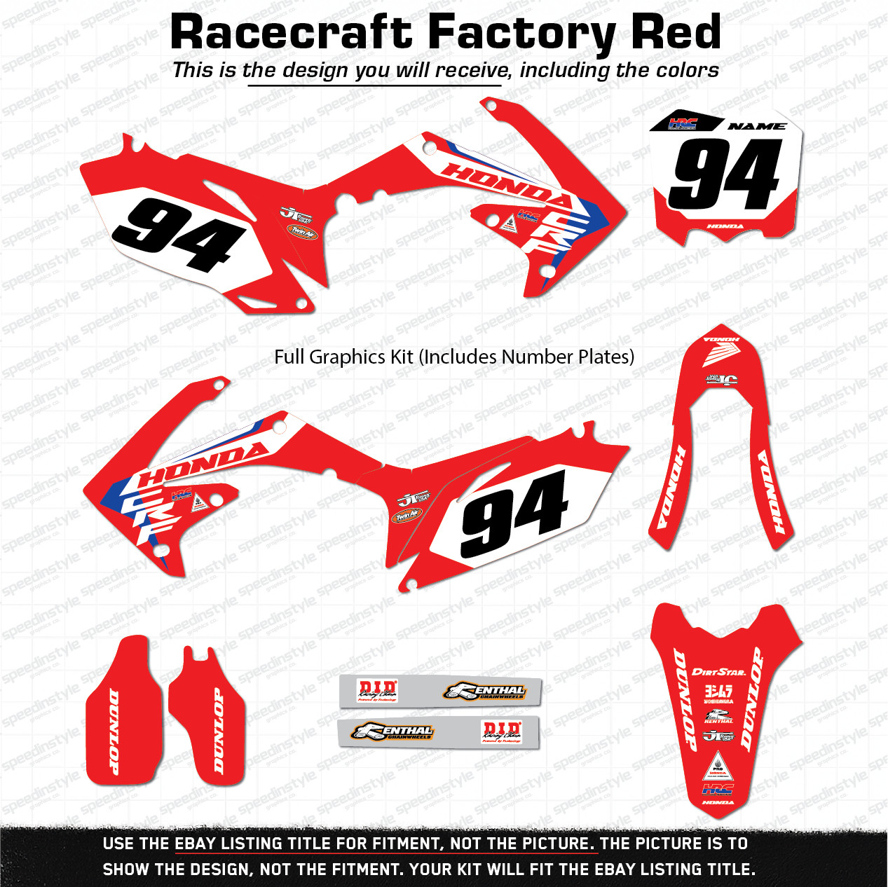 Graphics Kit for Honda CRF150R CRF 150R (2007-2025) Racecraft Factory – Red