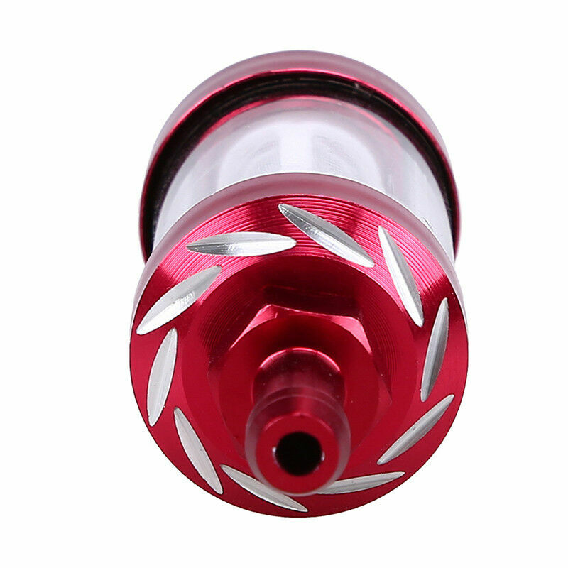Universal Fit 8mm 5/16″ Fuel Line Motorcycle Fuel Filter Red Aluminum Plastic