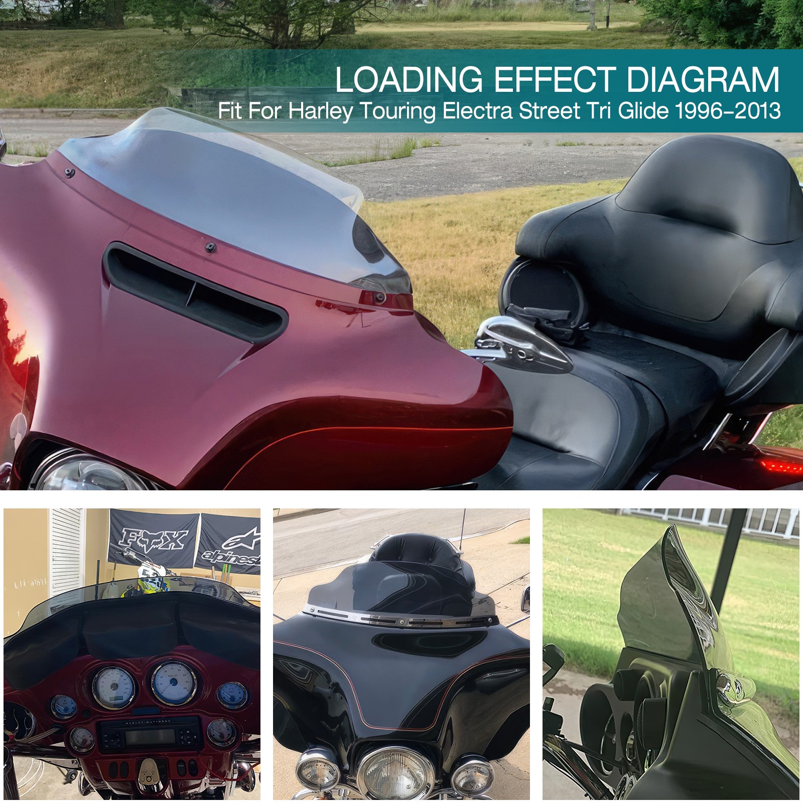 6″ Wave Windshield Windscreen For Harley CVO Street Electra Tri Glide 1996-2013