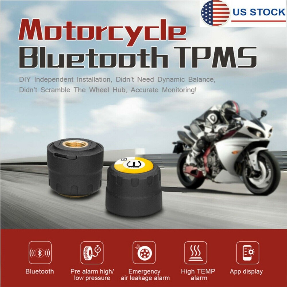 TPMS Bluetooth 5.0 Tire Pressure Monitor System 2 External Sensor for Motorcycle