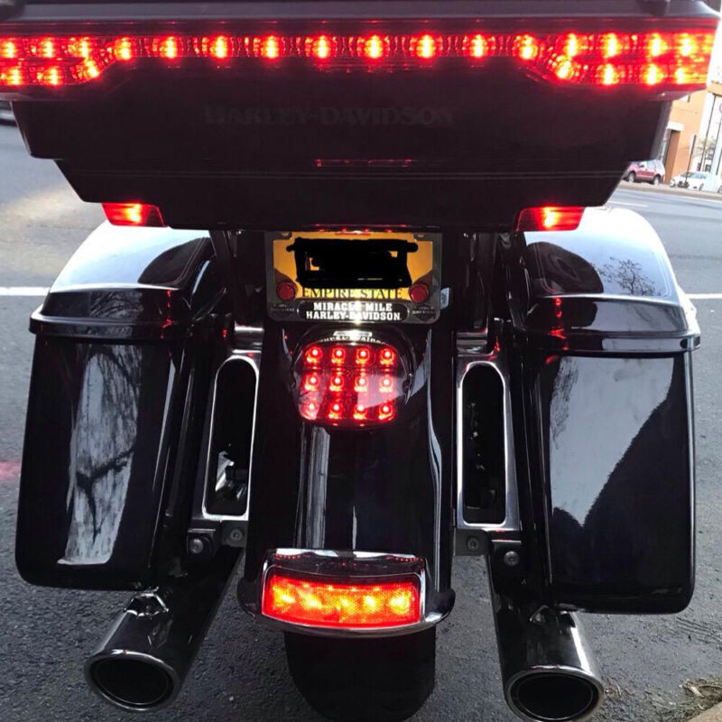 Motorcycle Smoked Lens Tail Rear LED Light Brake Lamp For Harley Softail Fatboy
