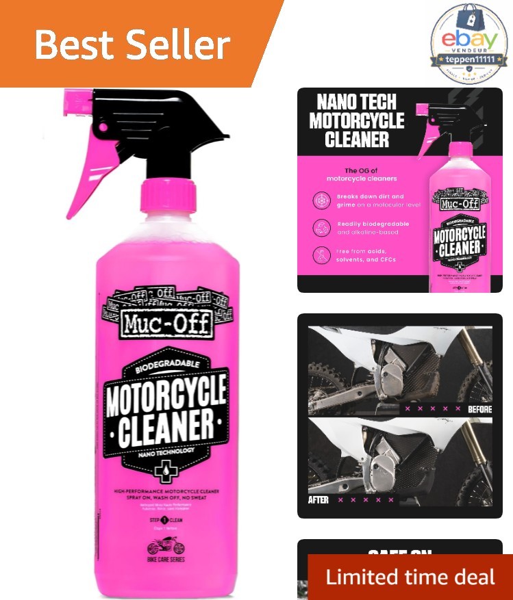Nano-Tech Motorcycle Cleaner 1 Liter Biodegradable Pink Spray All Surfaces