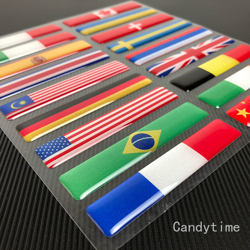 3D Reflective Domed Flag Emblem Decal Sticker Motorcycle Fairing Car Body Custom