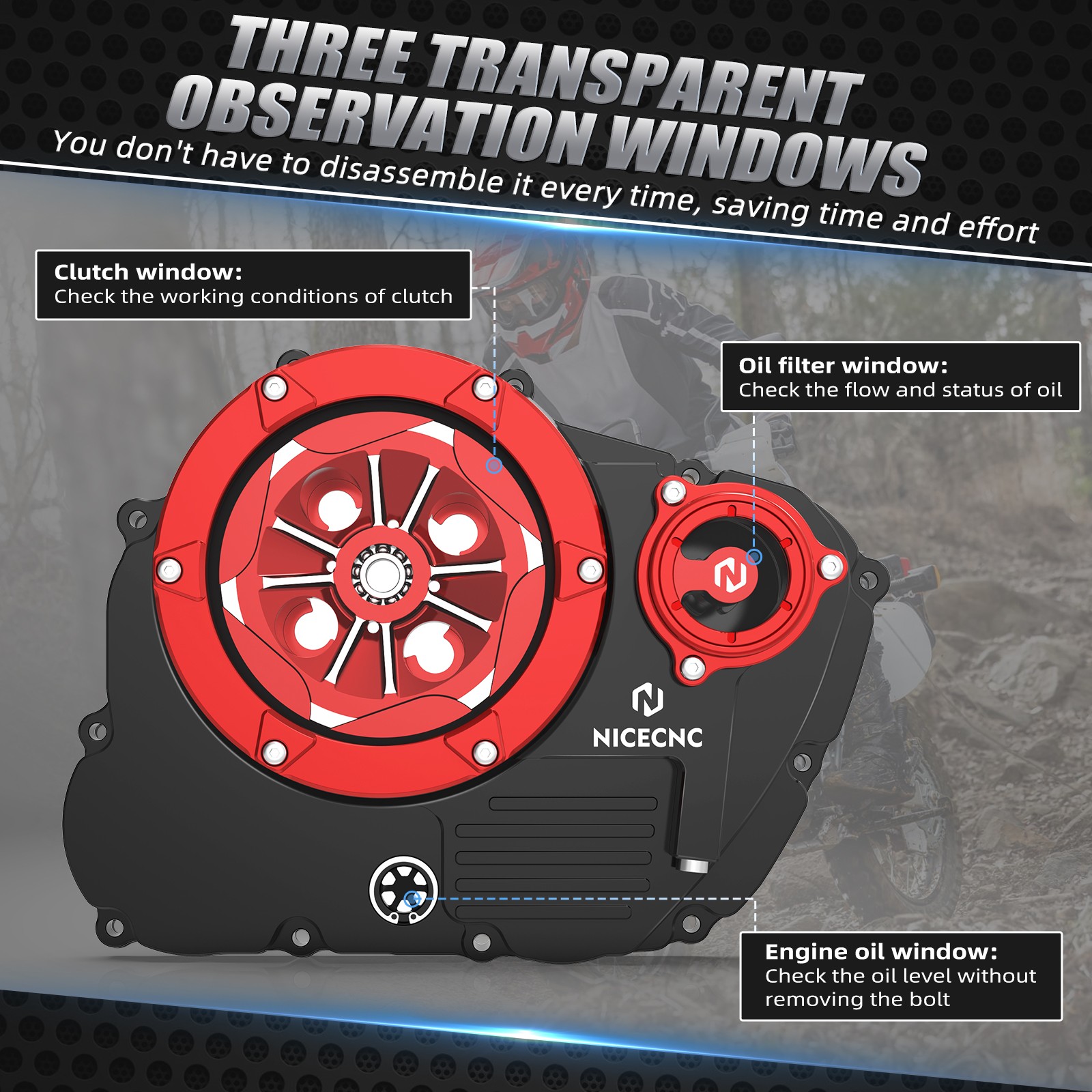 For Honda XR 650L 1993-2024 2025 NICECNC Transparent Clutch Cover Oil Filter Cap
