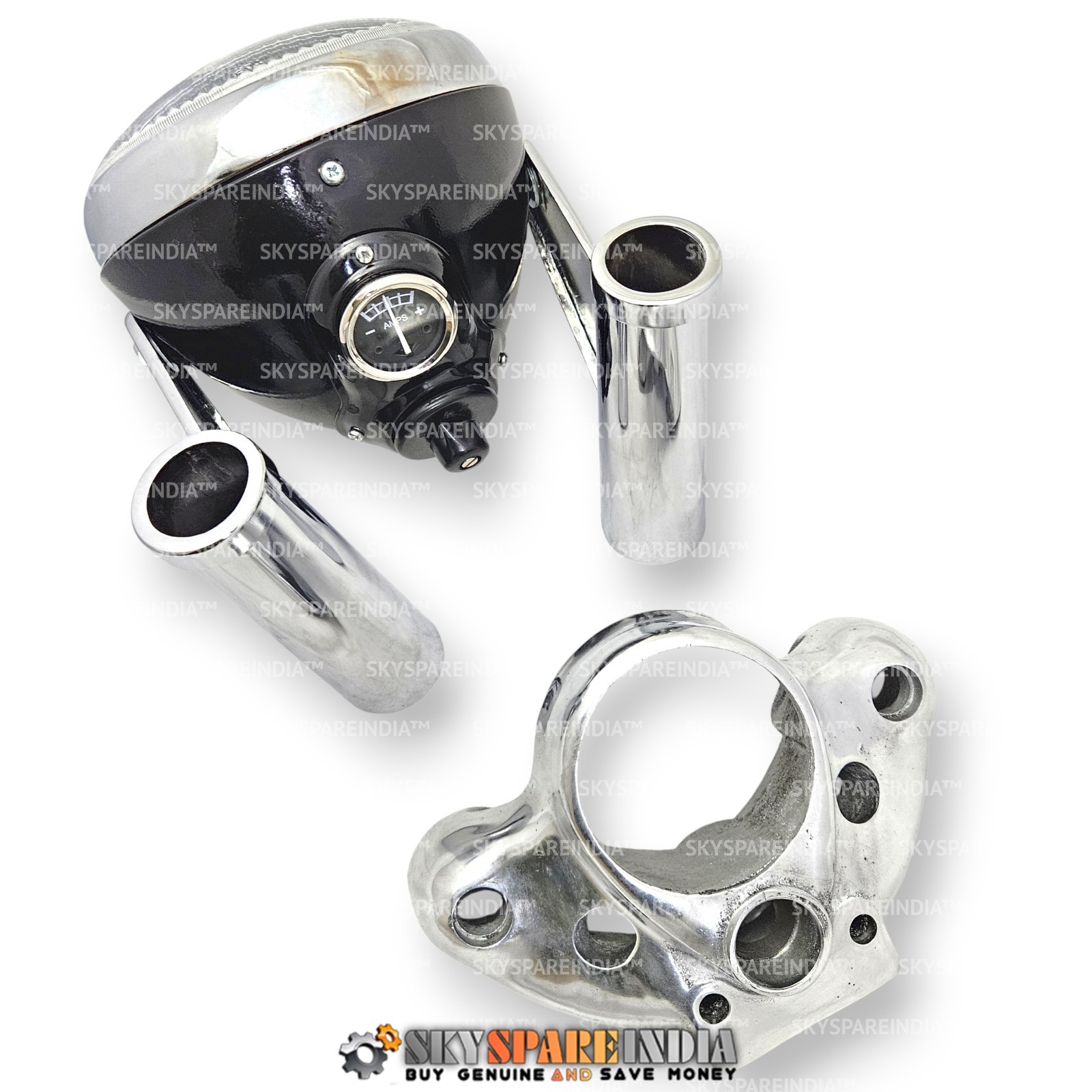 7″ Head Light With Brackets And Head Yoke Compatible With Royal Enfield