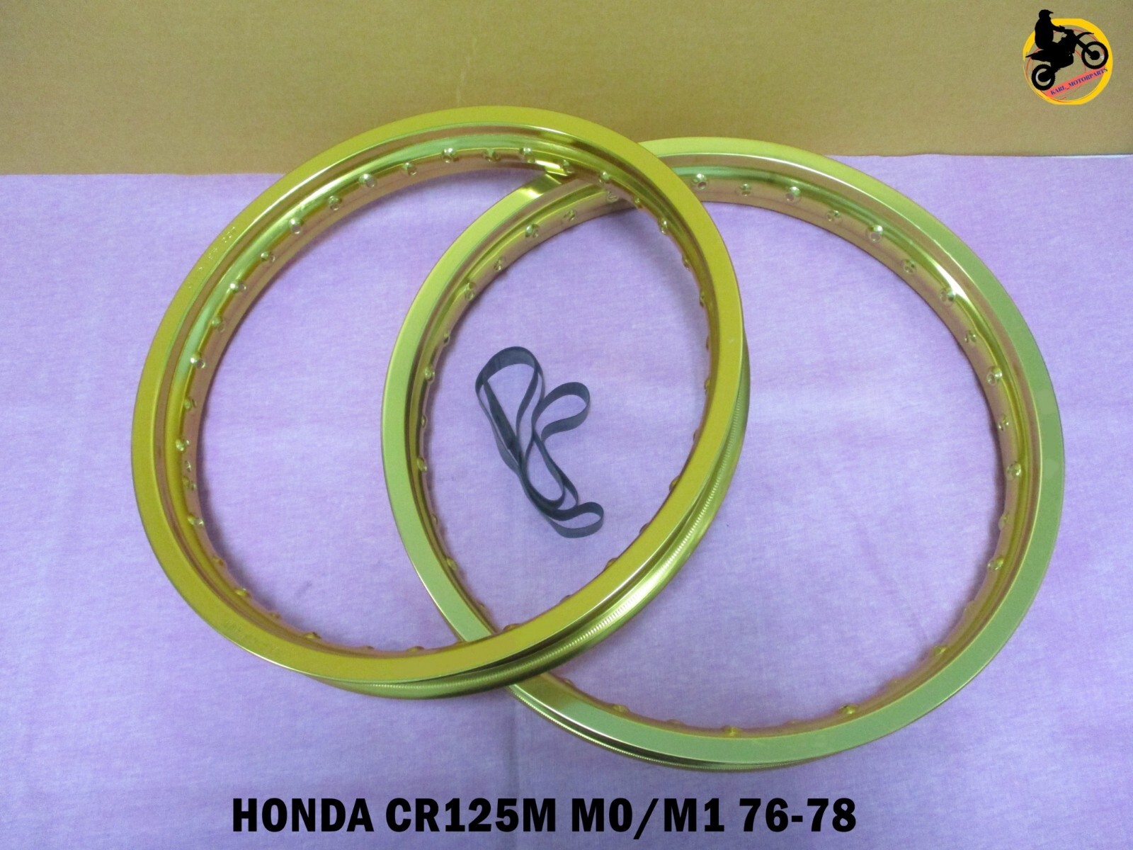 HONDA CR125M M0 M1 76-78 ALU GOLD FRONT+ REAR WHEEL RIM SET SERIES7 *nan4050*