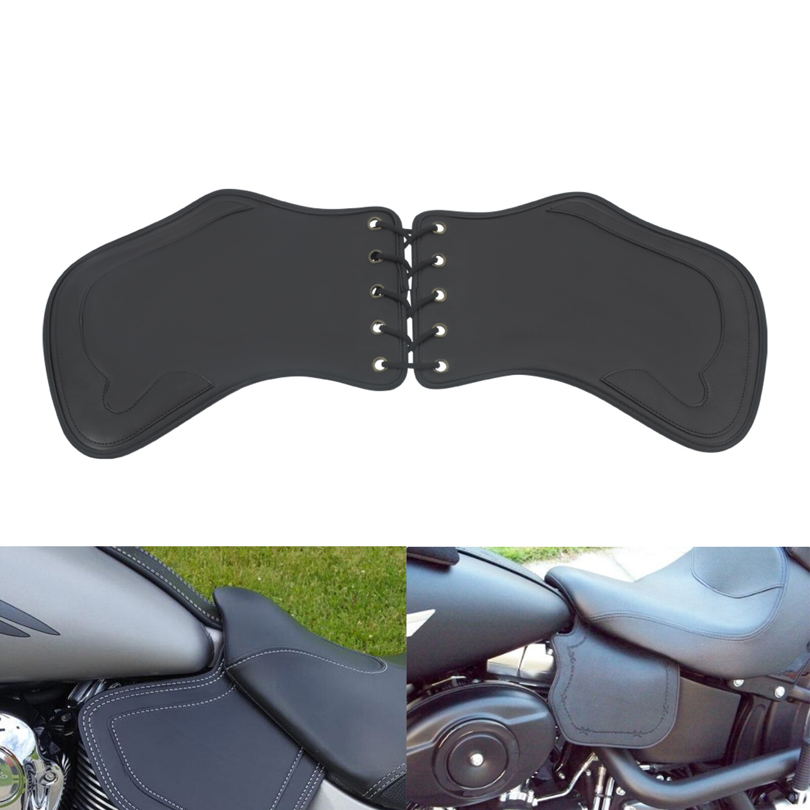 Black Faux Leather Heat Saddle Shield Deflector Fit For Harley FLHT FXD FLS