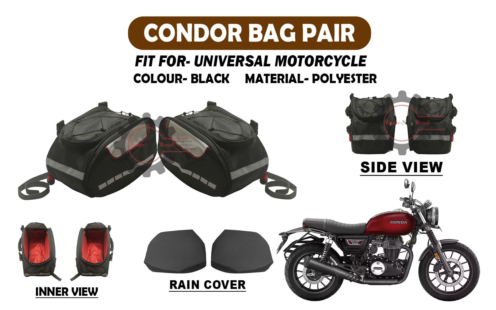 Fit For Universal Motorcycle “Condor Bag Pair Black”