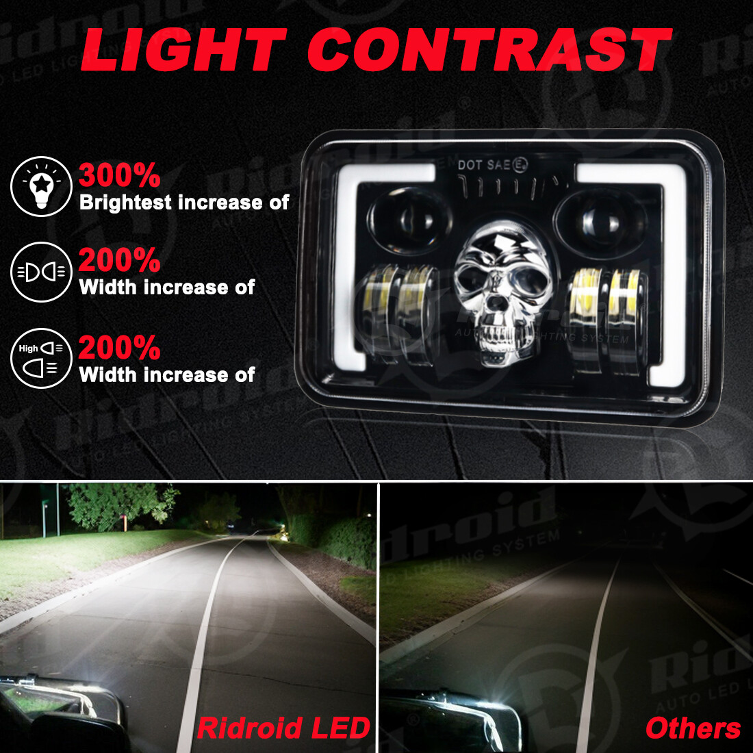 For Suzuki DRZ400SM DRZ400S DRZ250 4×6″ Motorcycle LED Headlight DOT DRL Hi/Lo