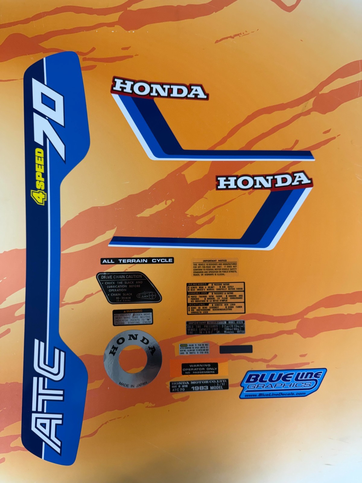 1983 ATC70 Complete Decal Kit ATC 70 Stickers 83