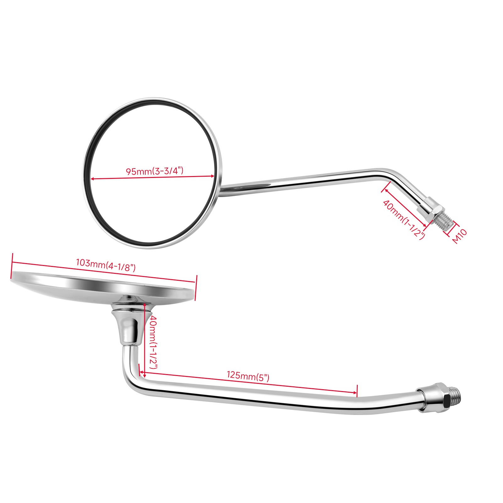 Chrome Round Motorcycle Rearview Side Mirrors For Honda CT70 CT90 CT110 Trail