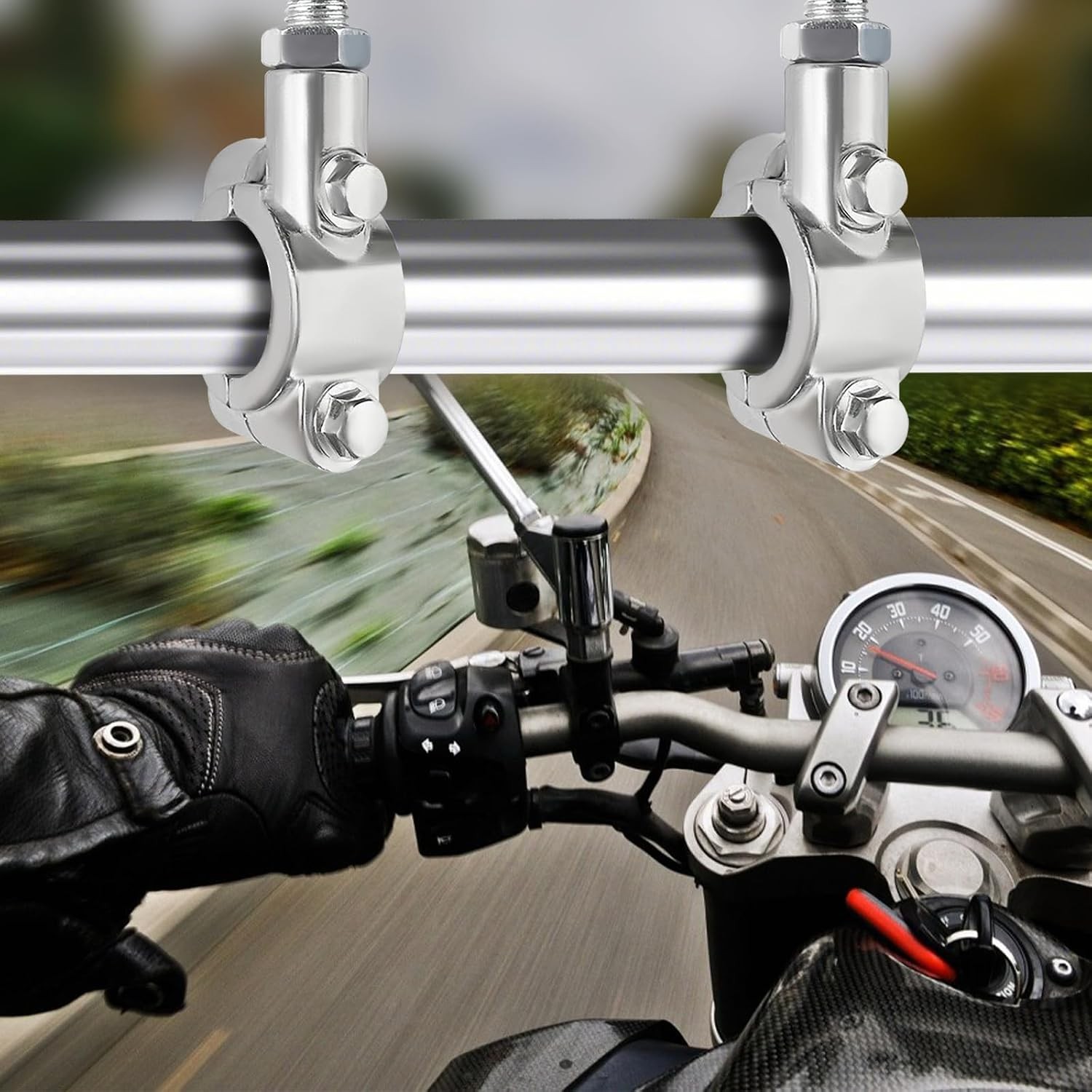 2PCS Motorcycle Handlebar Mirror Mount Holder