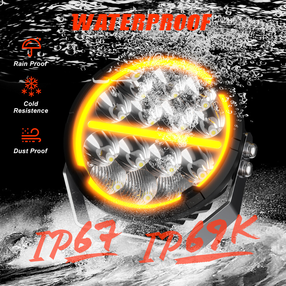 Pair 6.5″inch Black LED Driving Lights Spot Round Work 4×4 SUV Offroad Truck DRL