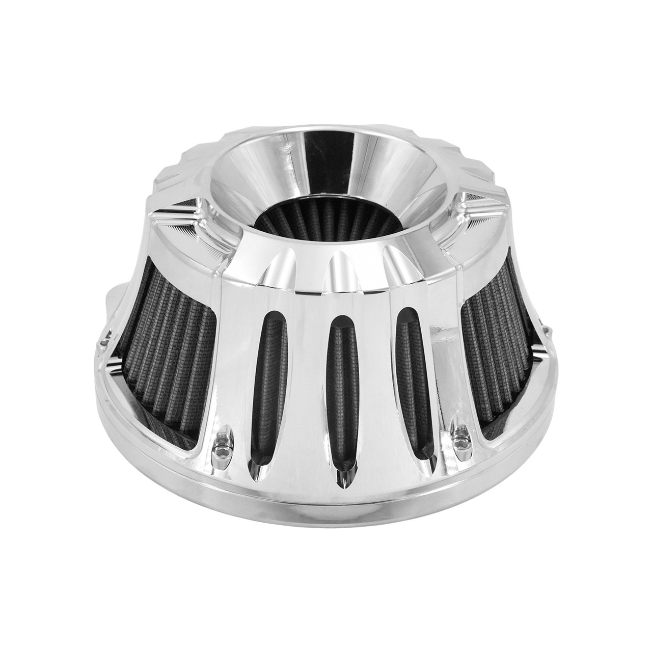 Chrome CNC Cut Air Filter Gray Intake For Harley Softail 2000-15 Touring 00-2007