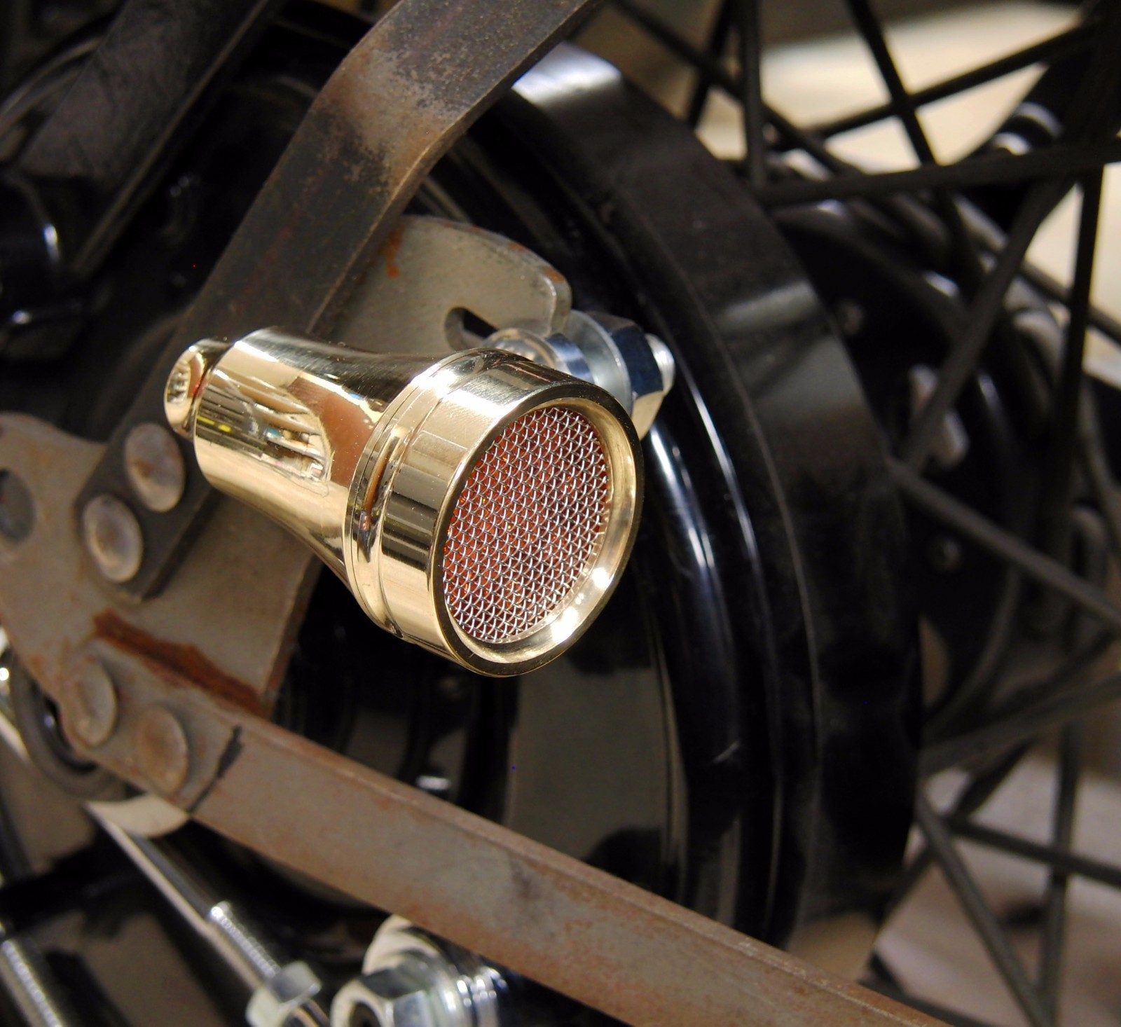WHISKEY SOLID BRASS & ALLOY TURN SIGNAL LIGHTS 2-LED PR HARLEY BOBBER CAFE RACER