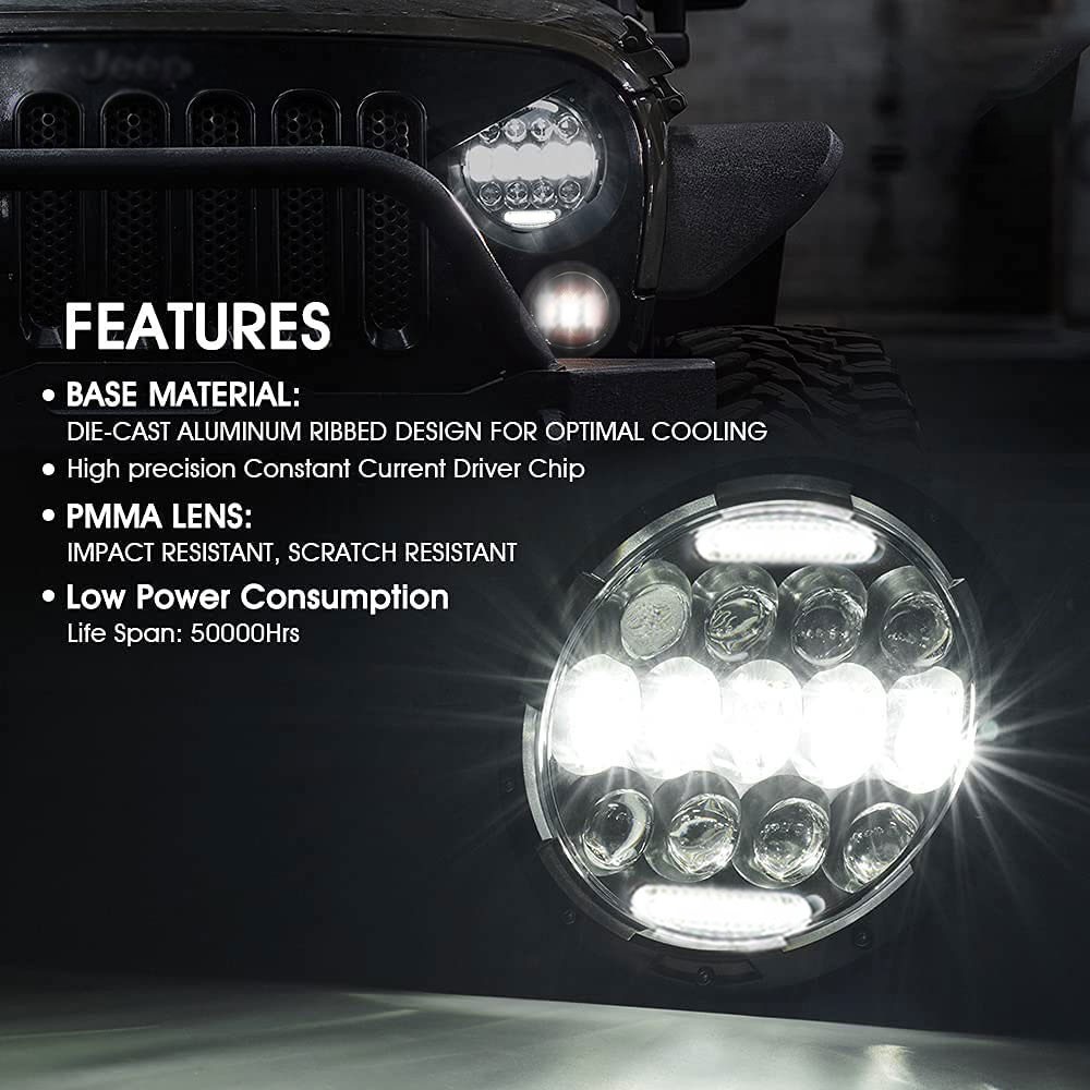 7″ inch LED Round Headlight Hi/Low For Harley Street Glide Softail FLHX F