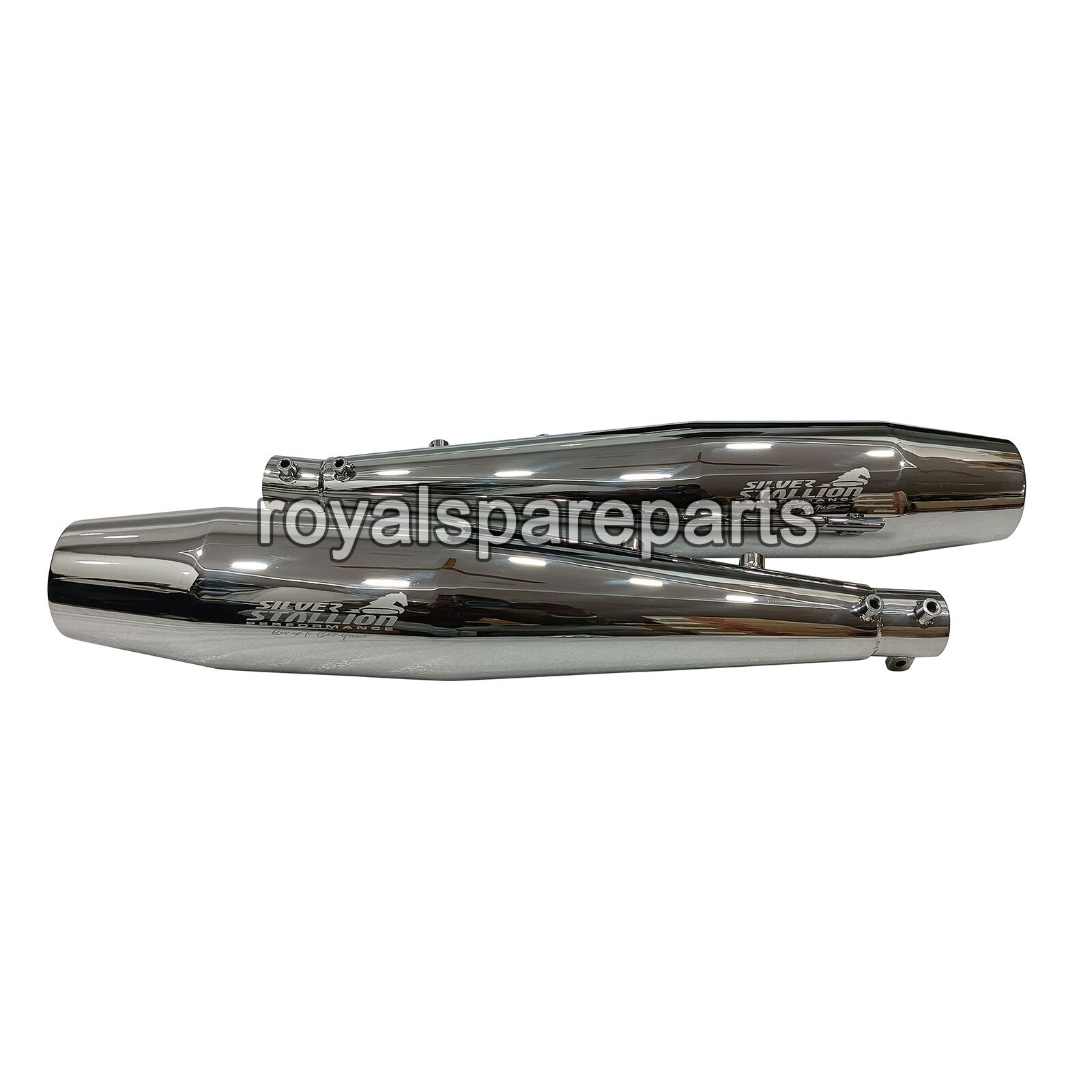 Polished Silver Stallion Silencer fit for Royal Enfield GT & Interceptor 650