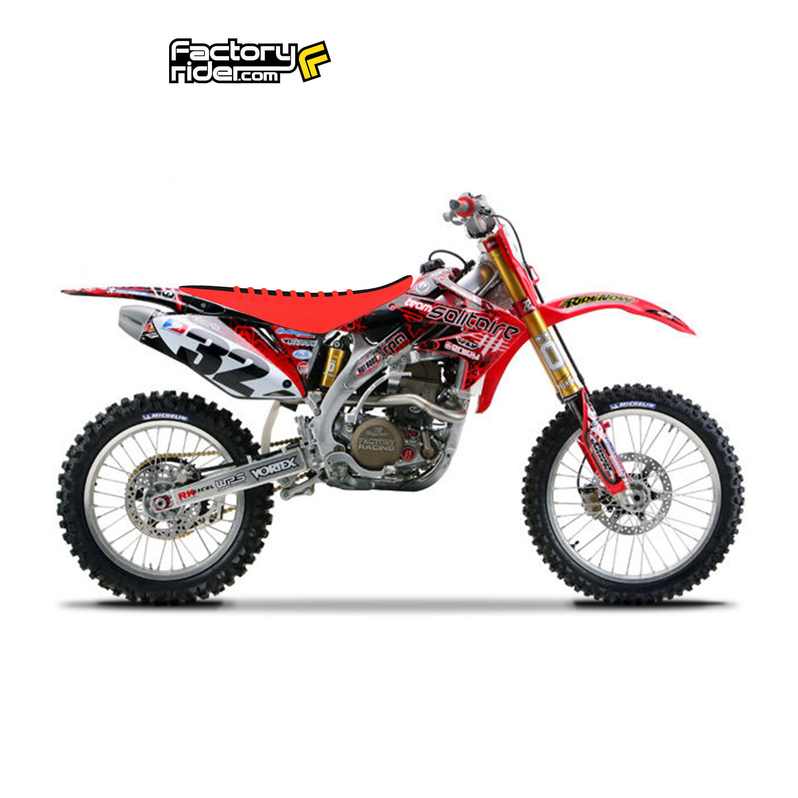 2003 – 2010 HONDA CR 85 SEAT COVER by Enjoy MFG RED & BLACK w/ RED RIBS #95
