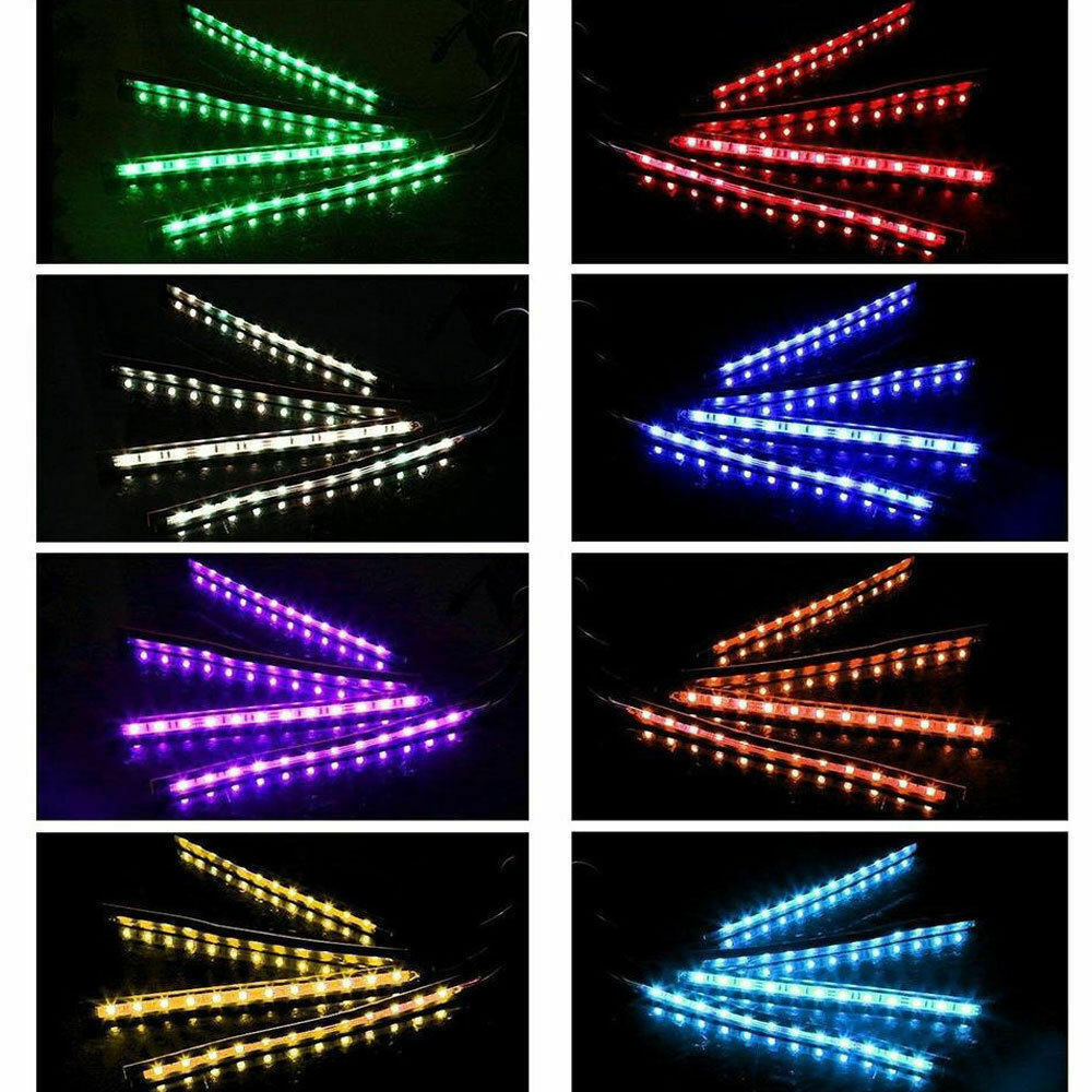 4PC Motorcycle Waterproof RGB LED Strip Light Under Glow Neon Kit Music Control