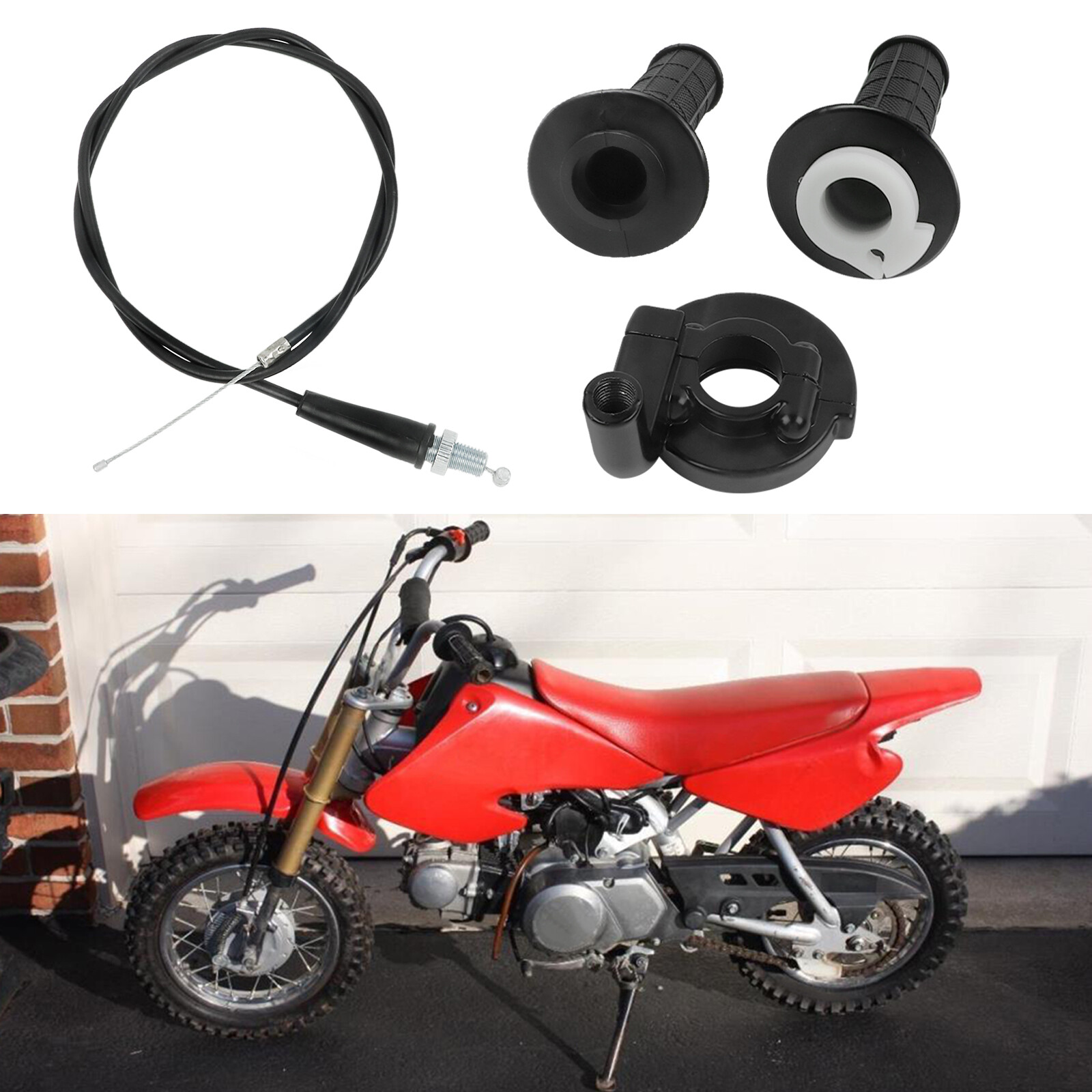 22mm 7/8″ Twist Throttle Accelerator Handle Grips Cable Set Mini Bike ATV Quad