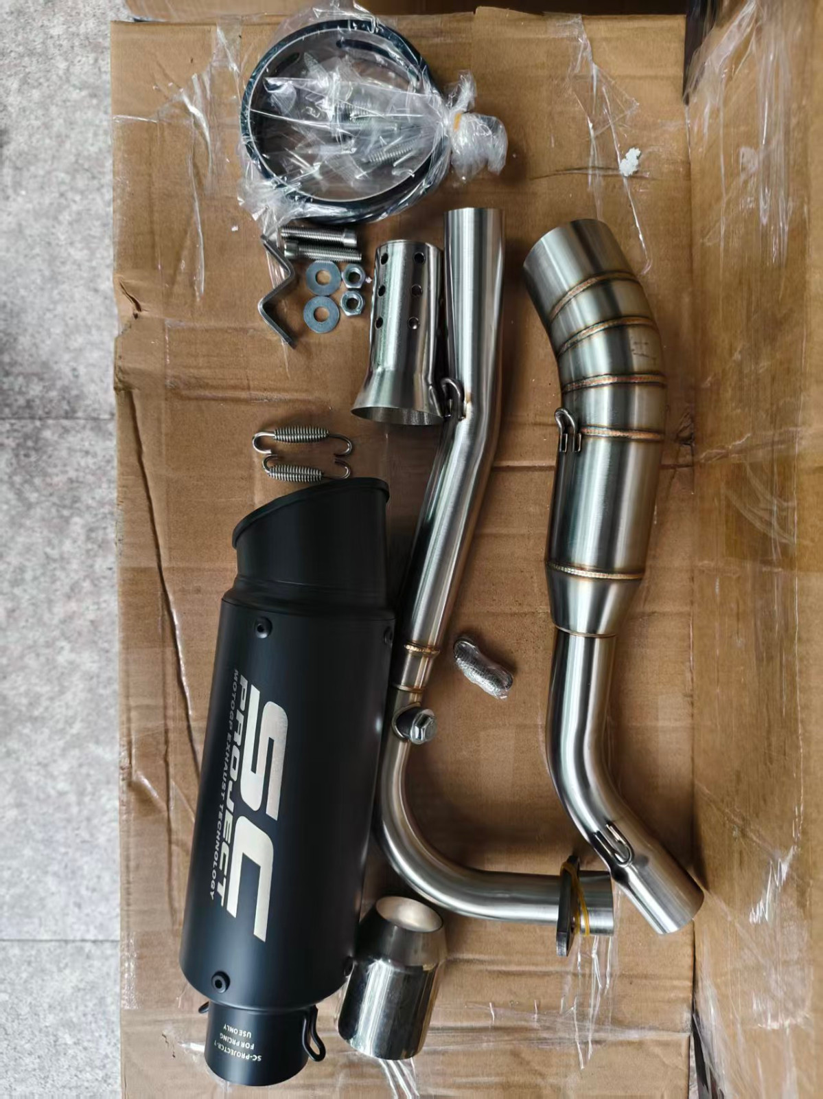 For Kawasaki Z125 Pro 2013-24 Black Full Exhaust System Header Pipe Muffler