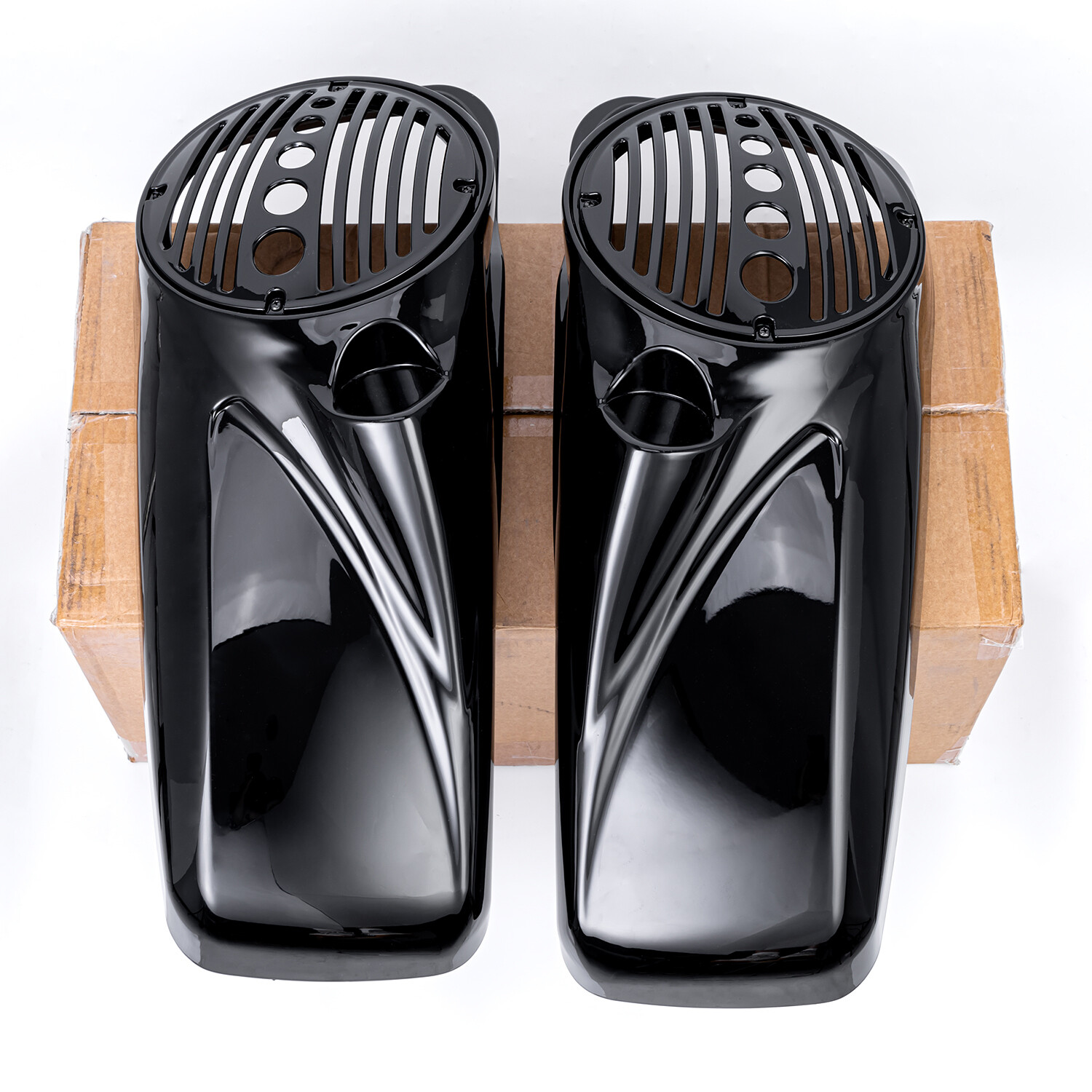 Vivid Black 8 inch Speaker Lids With Tweeter For Harley Touring 2014-2023 Models