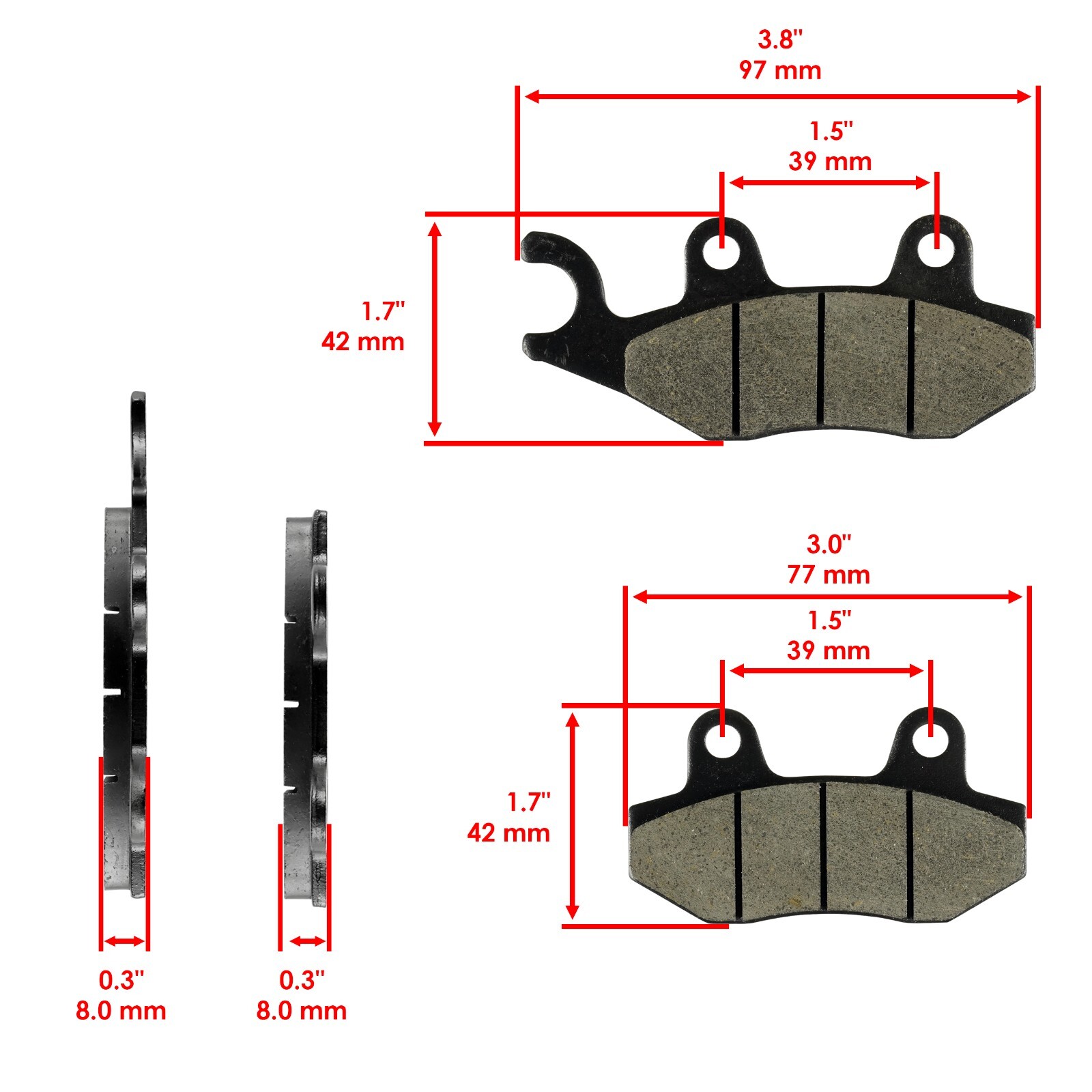 Caltric Front and Rear Brake Pads for Triumph Bonneville / T100 2001-2019