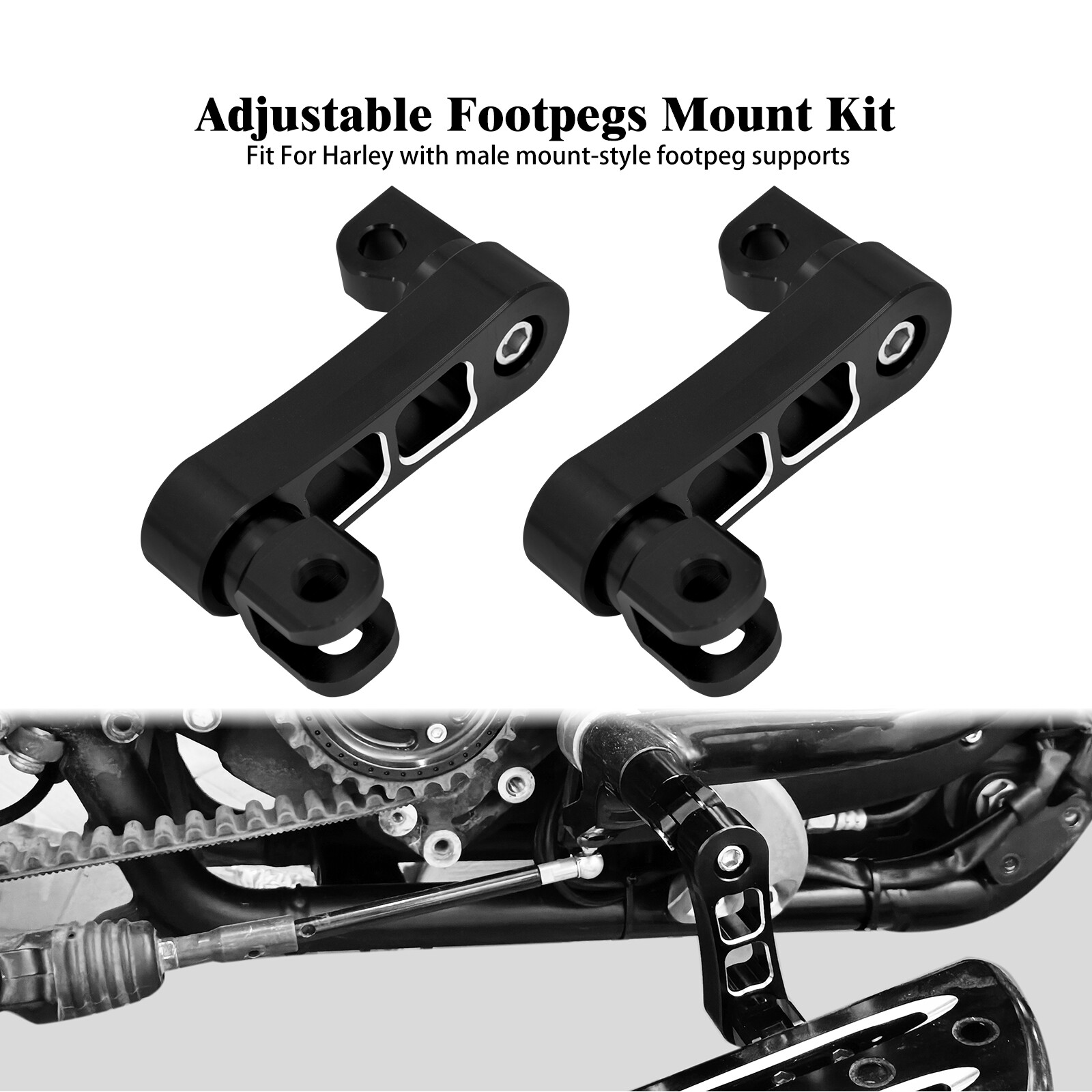 CNC Aluminum Foot Pegs Male Mount Extensions For Harley Touring Dyna Sportster