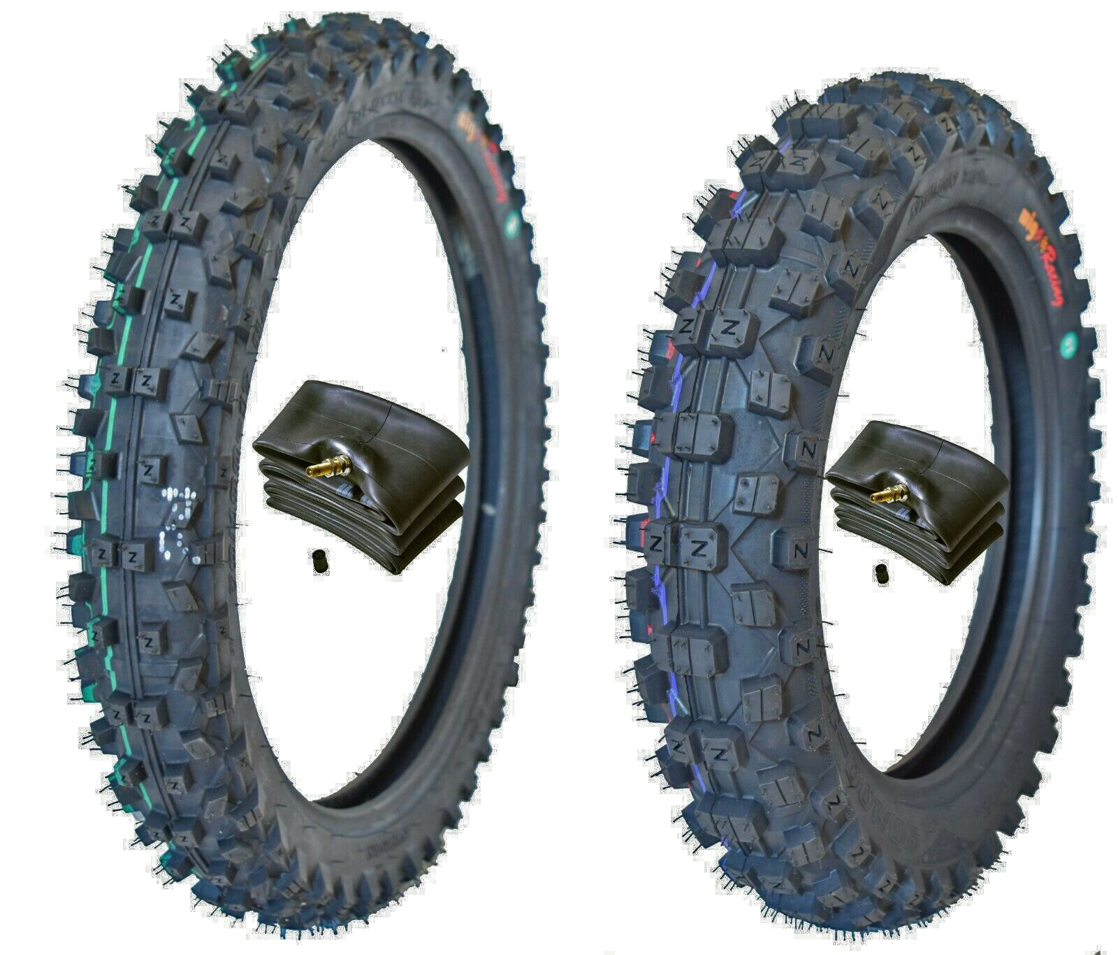 WIG Racing 80/100-12 (3.00×12) and 60/100-14 (2.5×14) Tire and Tube Combo