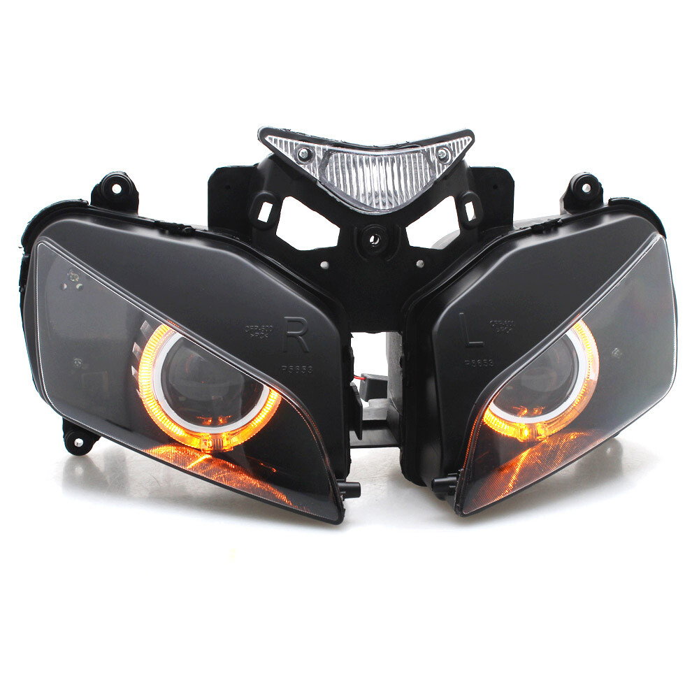 Fully Headlight Assembly HID Projector Amber Angel Eye for Honda CBR1000RR 04-07