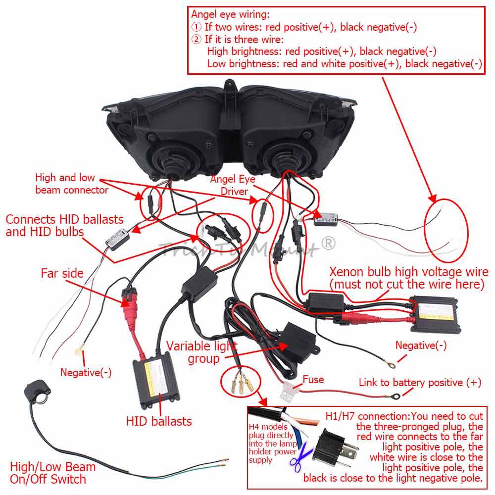HID Projector Headlight Blue Angel Eye Fit For Yamaha FZ1 FZ-1S Fazer 2006-2015