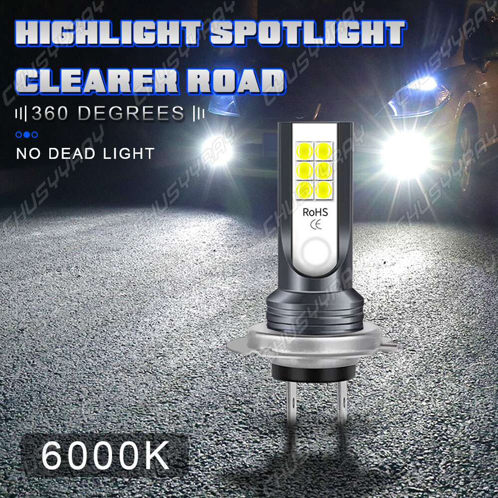 Pair H7 LED Headlight Bulbs Conversion Kit Super High/Low Beam 8000LM 6000K 100W