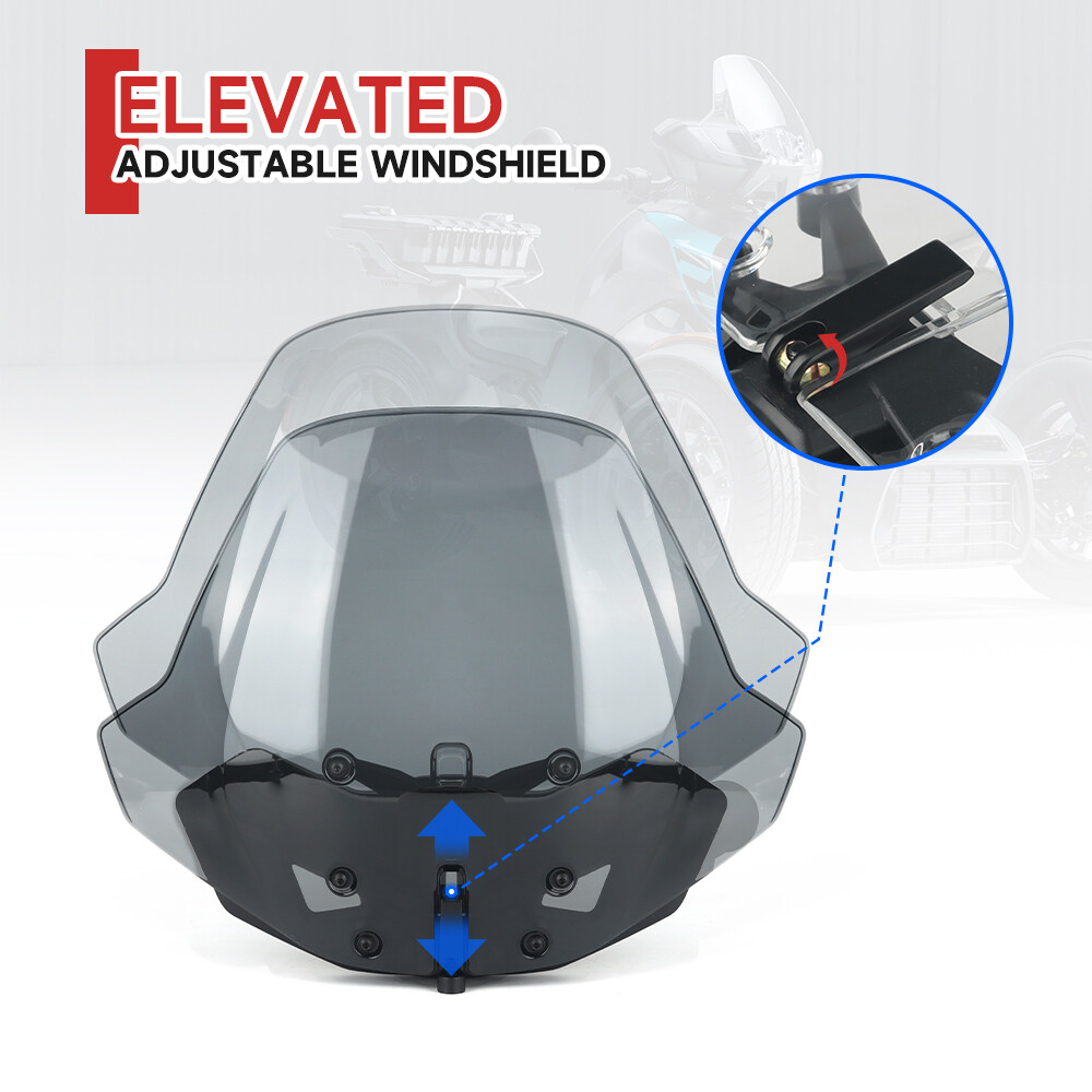 Large Adjustable Windscreen Windshield For Can-Am Ryker 600 900 Sport