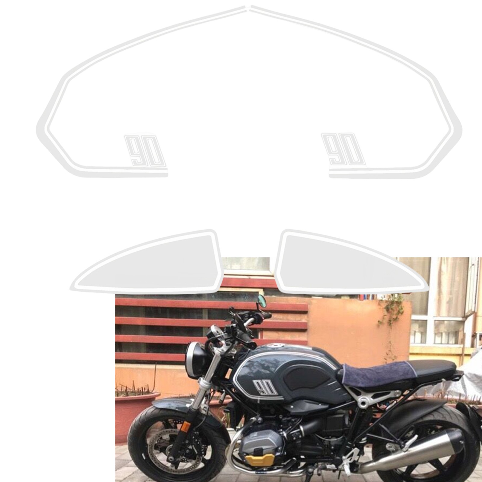 For BMW R Nine T Pure 14-21 Rear Pillion Seat Cowl Hump Box Stickers White