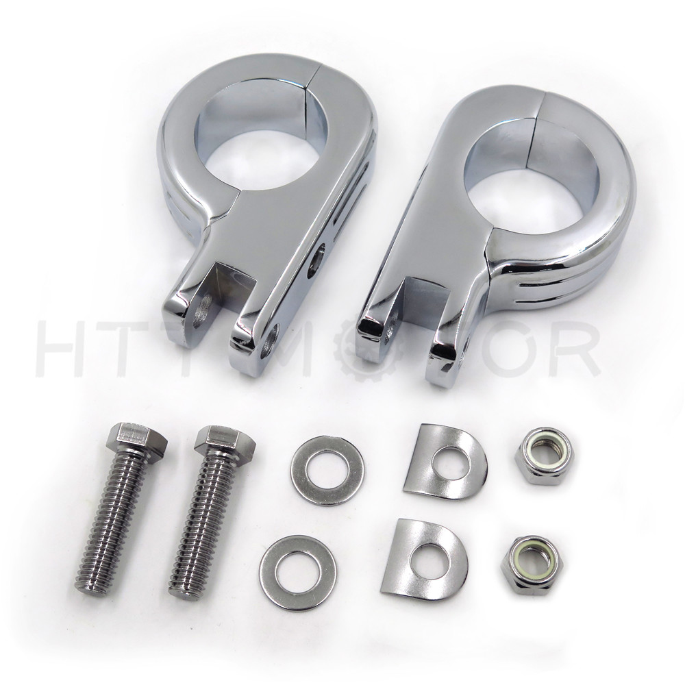 L& R Chrome Foot Peg Mounts Highway Pegs Footpegs For Harley 1.5″ Engine Guard