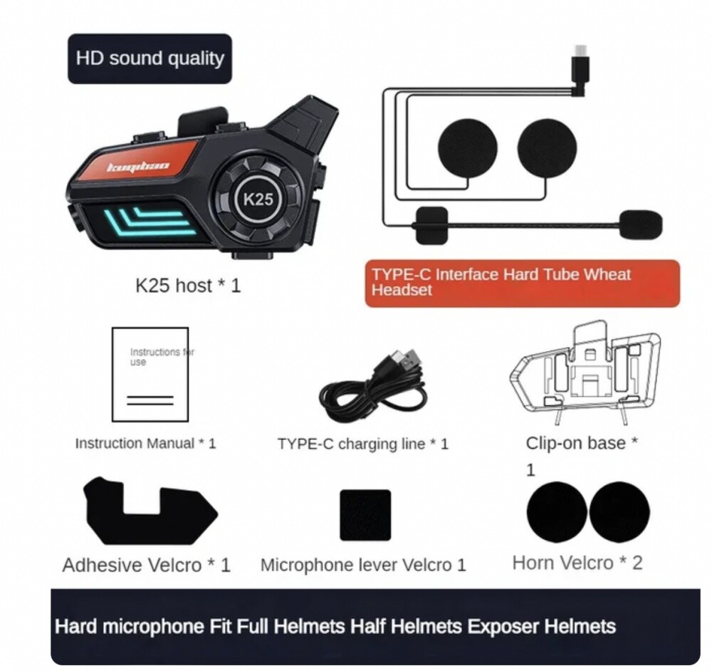 Motorcycle Helmet Headset Wireless Bluetooth 5.3 Headphone MP3 Player Hands-Free