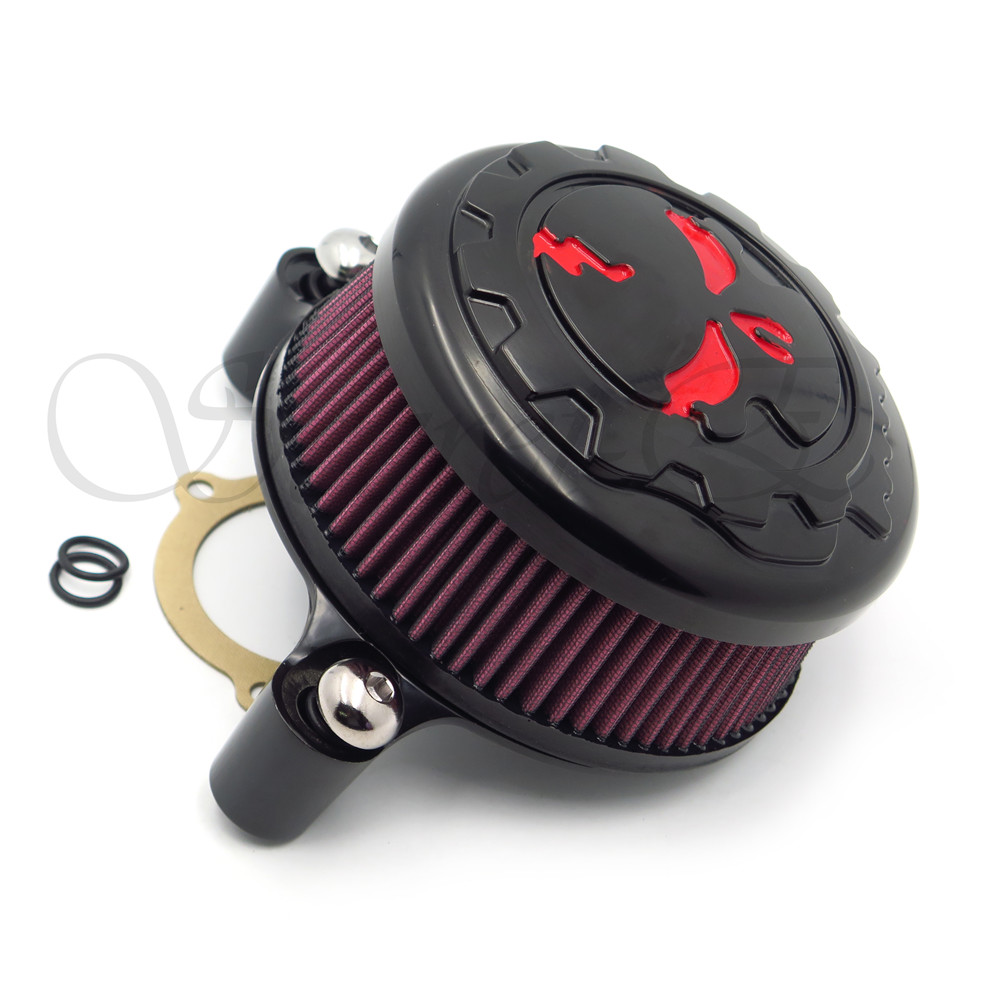 Black Skull Air Cleaner Kit For Harley 2008-2017 Road King FLHR Road Glide FLTRX