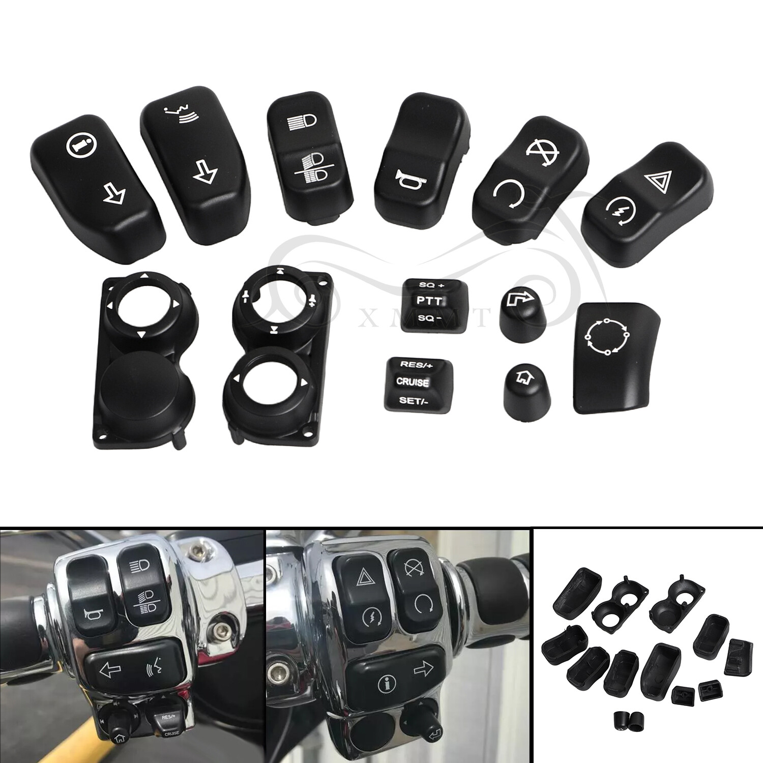 ABS Hand Control Switch Housing Button Cap For Harley Road Glide King FLTRU FLHR