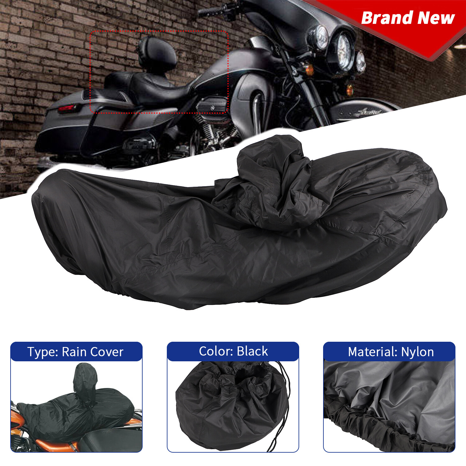 Black Nylon Seat w/ Driver Backrest Rain Cover For Harley Electra Road Glide US