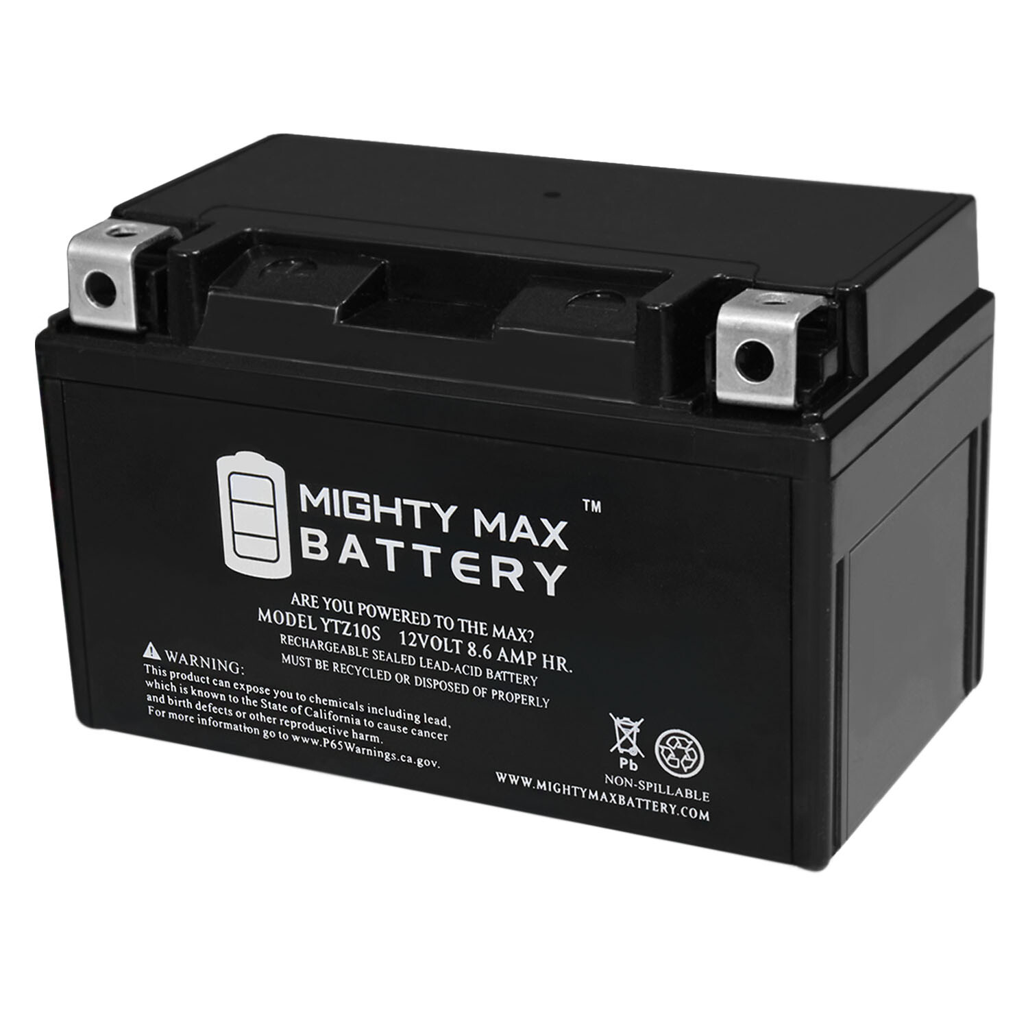 Mighty Max YTZ10S -12 Volt 8.6 AH, 190 CCA, Rechargeable Maintenance Free SLA AG