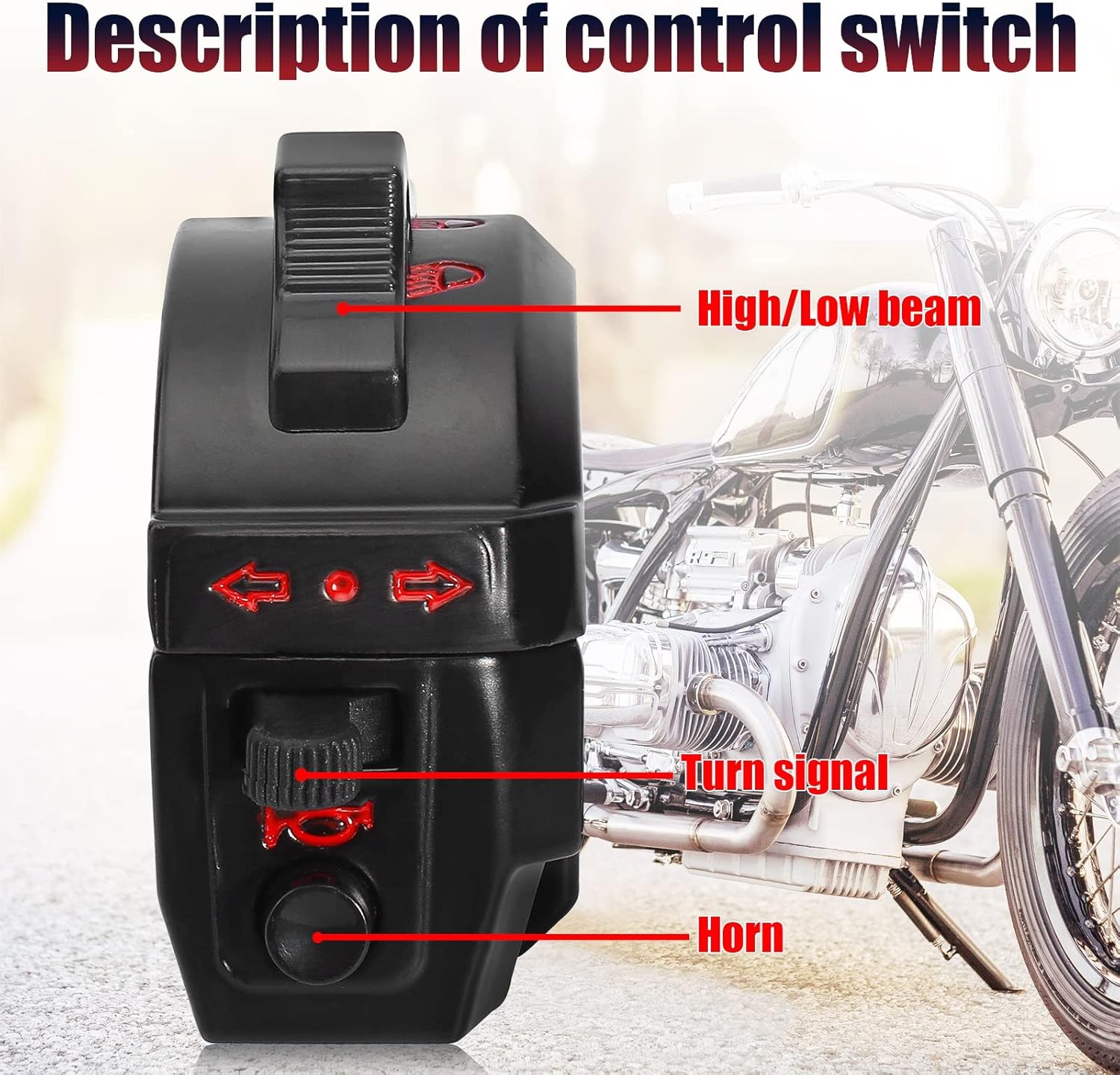 2Pcs Left & Right Side Control Switch fit for 7/8″ (22mm) Handlebar Honda Black