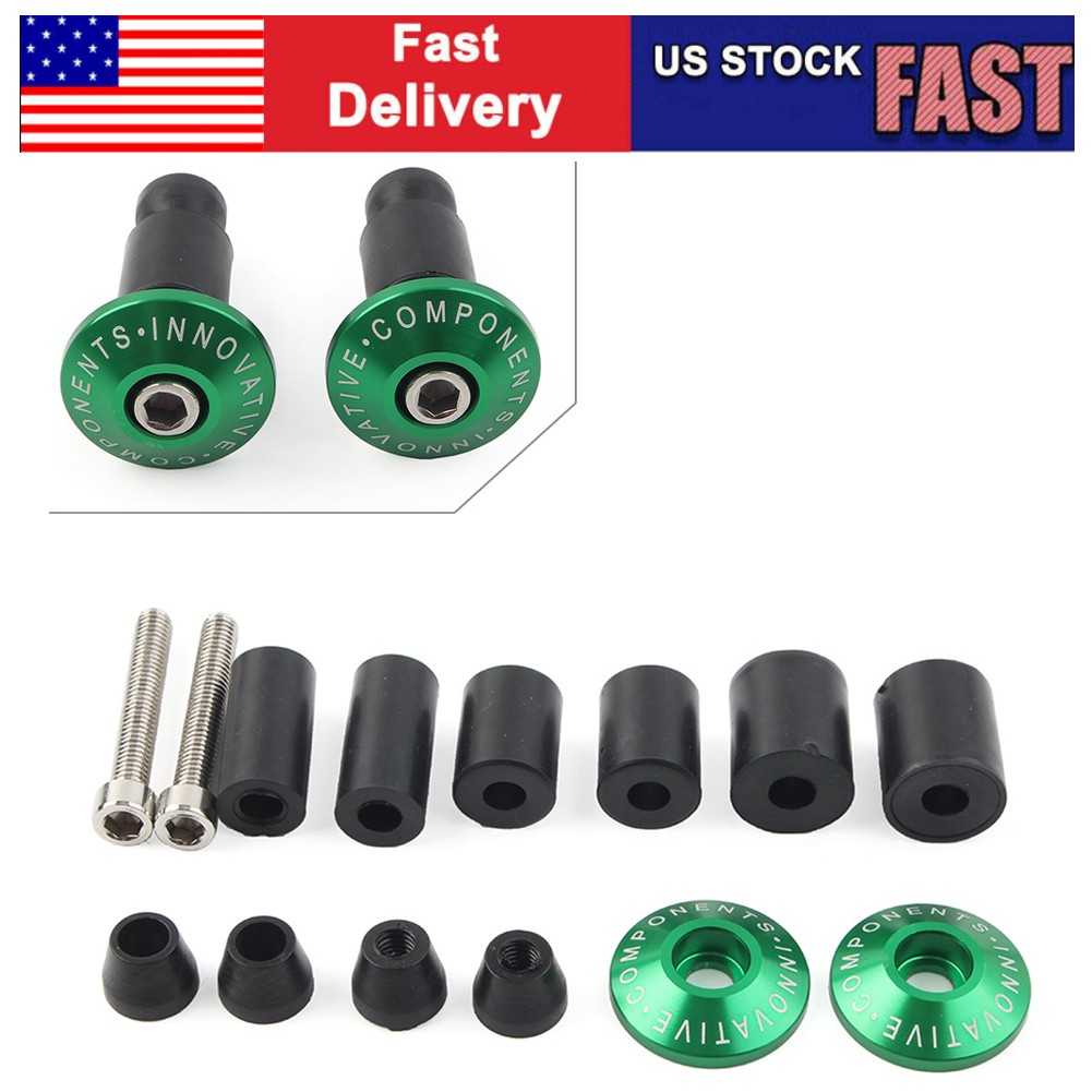 Green Motorcycle CNC 7/8” Handle Bar End Weights Handlebar Cap Plugs Dirt bike