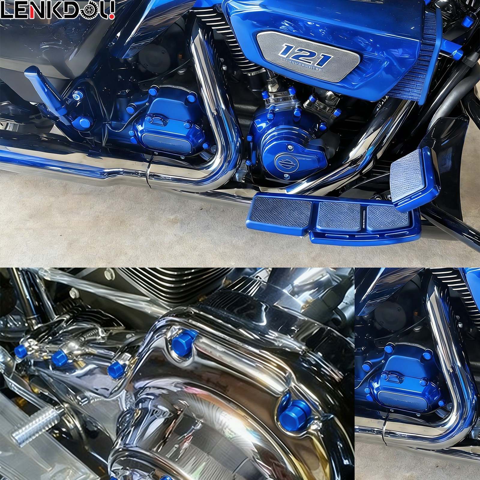 Blue Engine Bolt Cover Caps Kit For Harley M8 Touring Road King Street Glide 17+