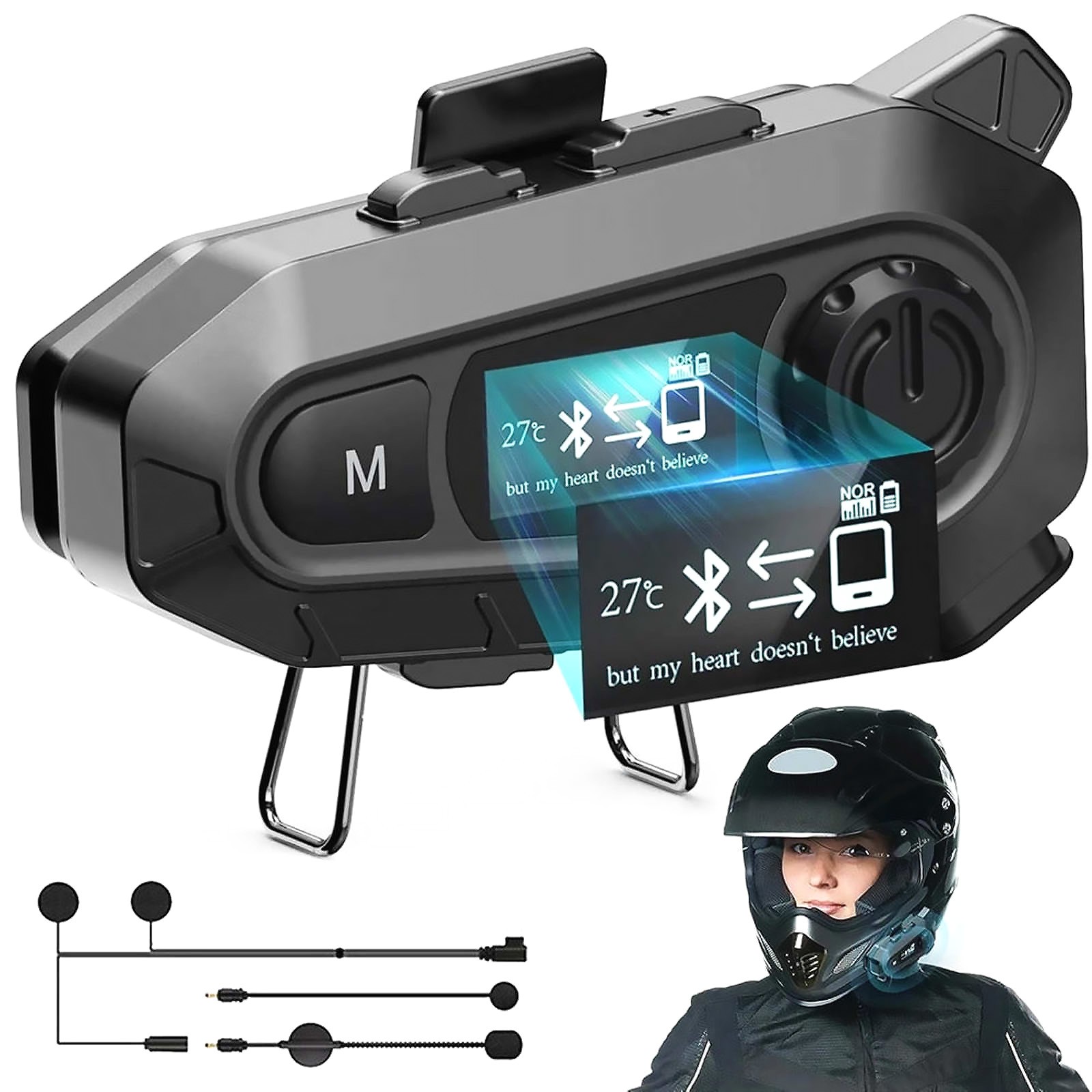 Motorcycle Helmet Headset Wireless Bluetooth 5.4 with Balanced Audio Sound