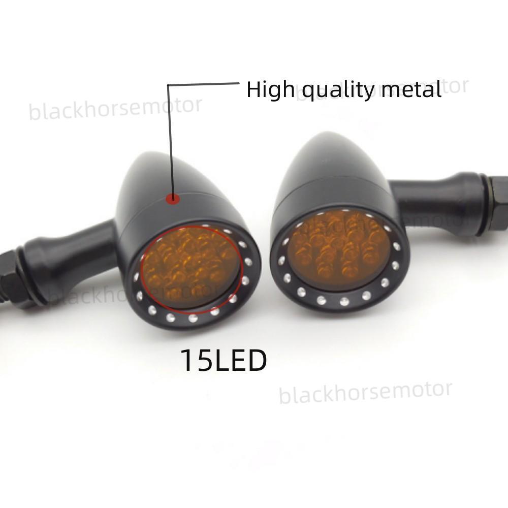 Motorcycle Black LED Amber Blinker Turn Signal Lights For Harley Honda Univresal