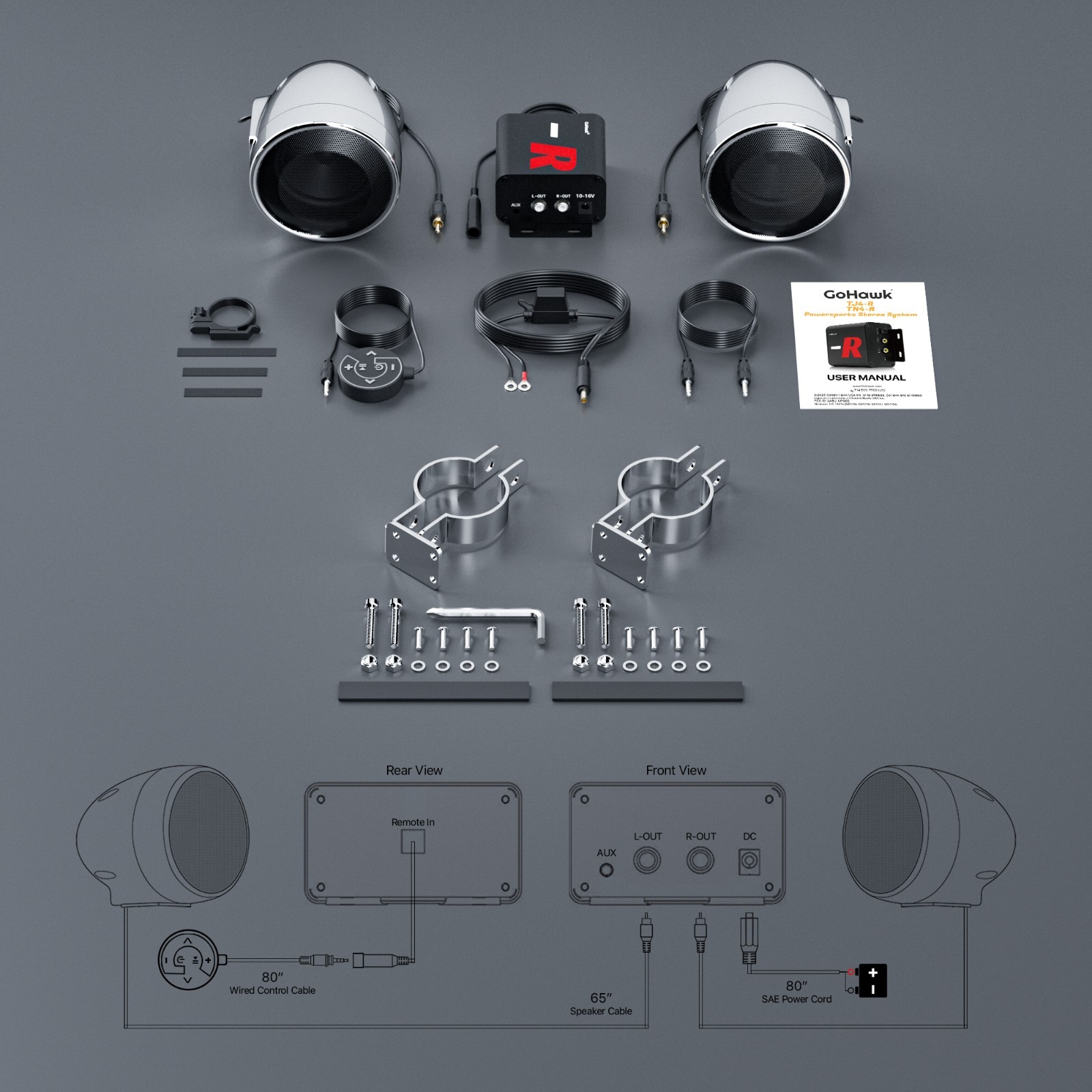 Bluetooth Amplifier Waterproof Motorcycle Stereo Speaker System MP3 FM Radio AUX