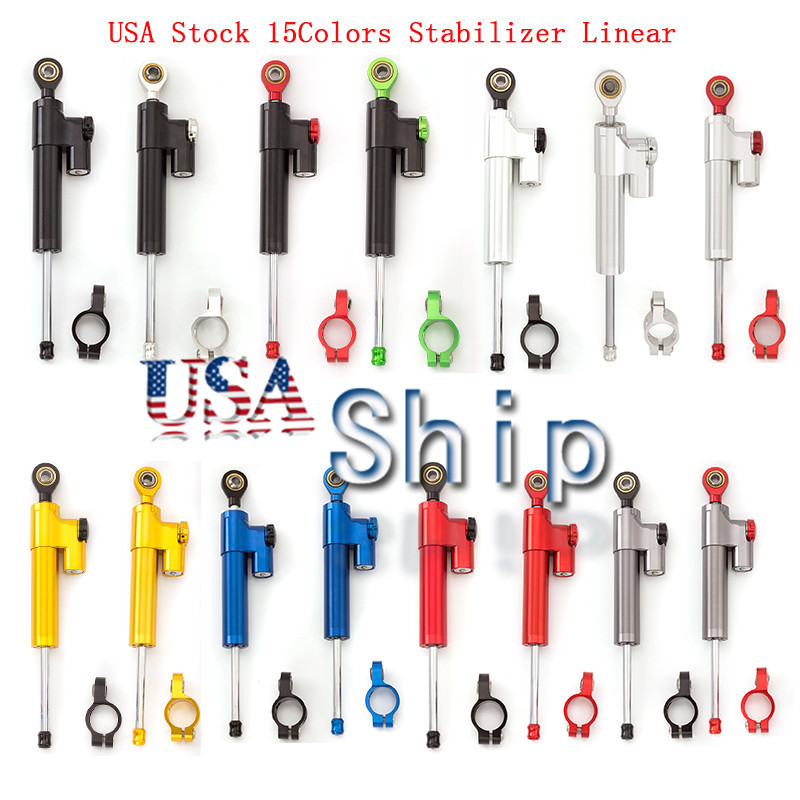 CNC Universal Steering Damper Stabilizer Linear Reversed Control Silver&Red