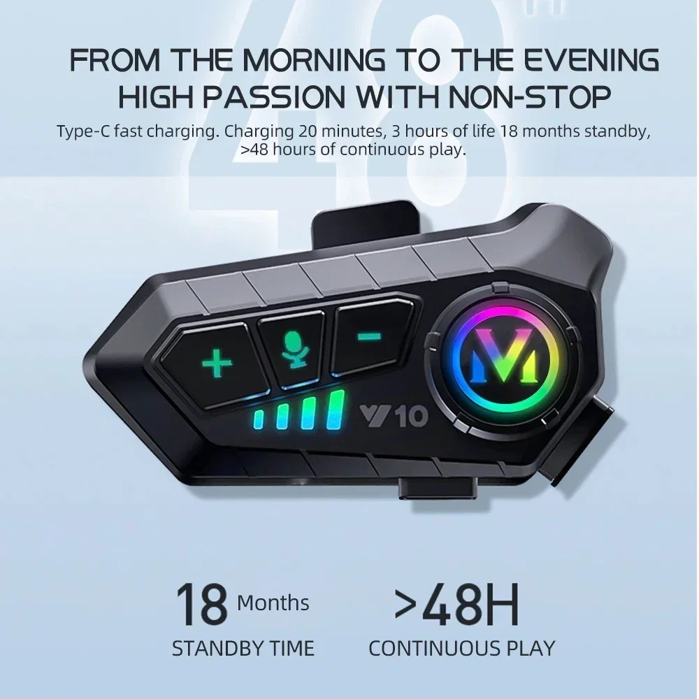 Motorcycle Bluetooth Helmet Headset Intercom Speaker Music Share Headphone US