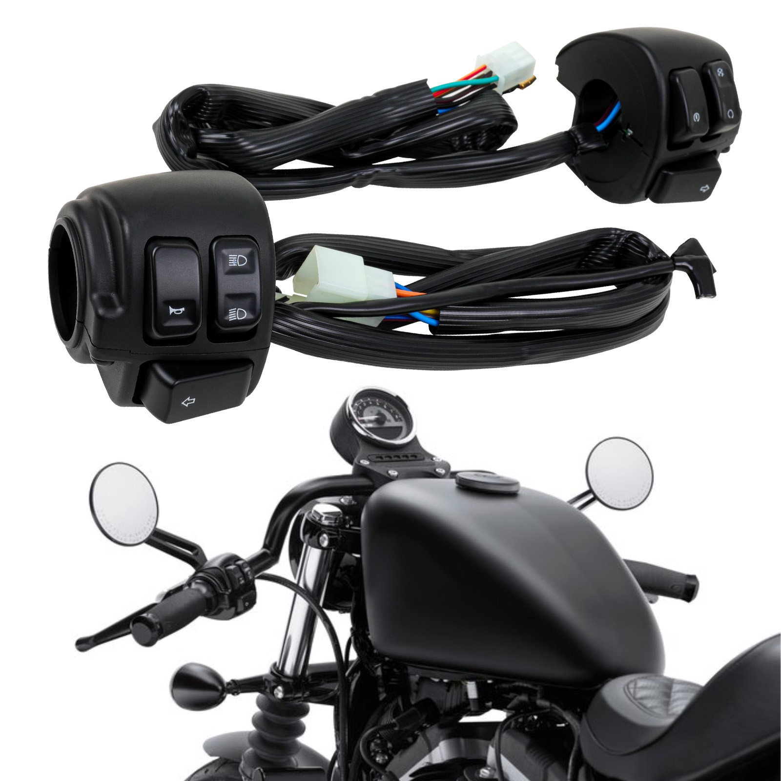 1″ 25mm Handlebars Control Switches +Hand Grips For Harley Sportster XL 883 1200